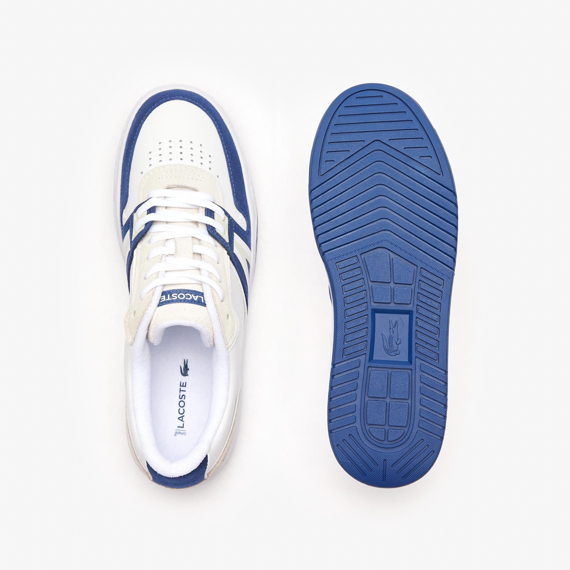 Giày Lacoste L001 Contrasted Leather Sneakers Nam Trắng Xanh Biển