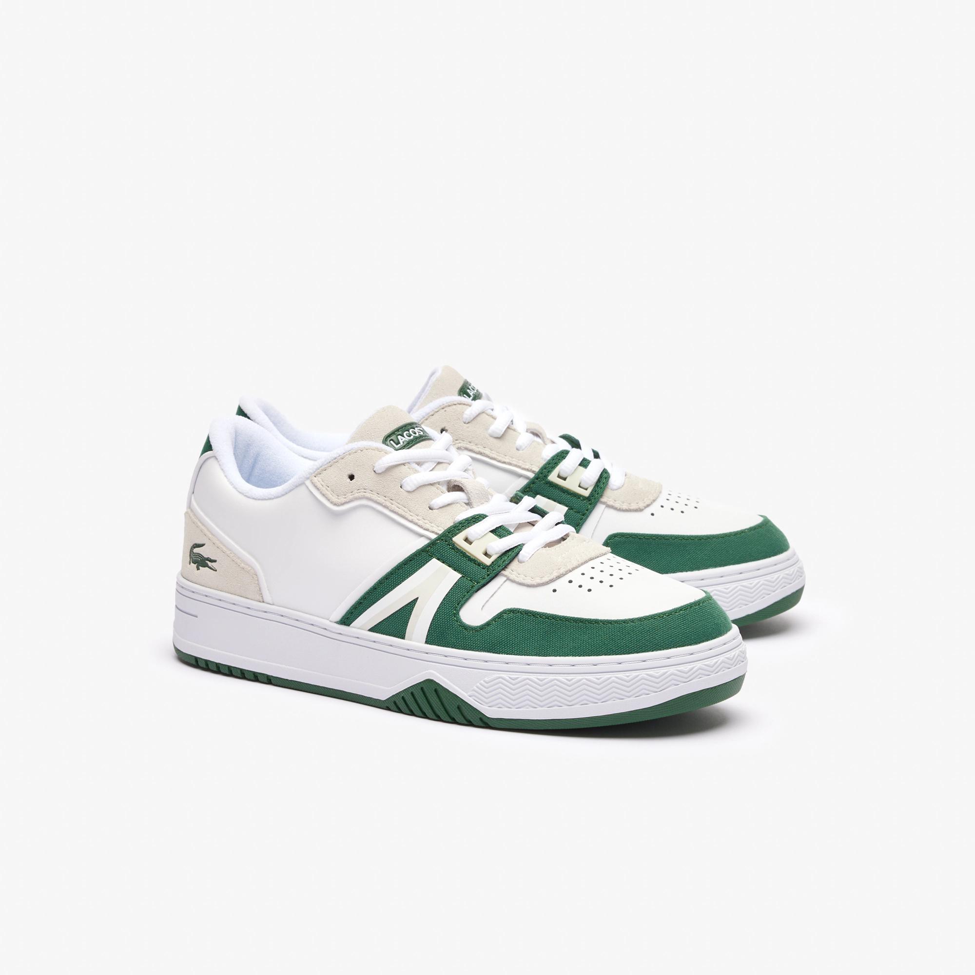 Giày Lacoste L001 Contrasted Leather Sneakers Nam Trắng Xanh