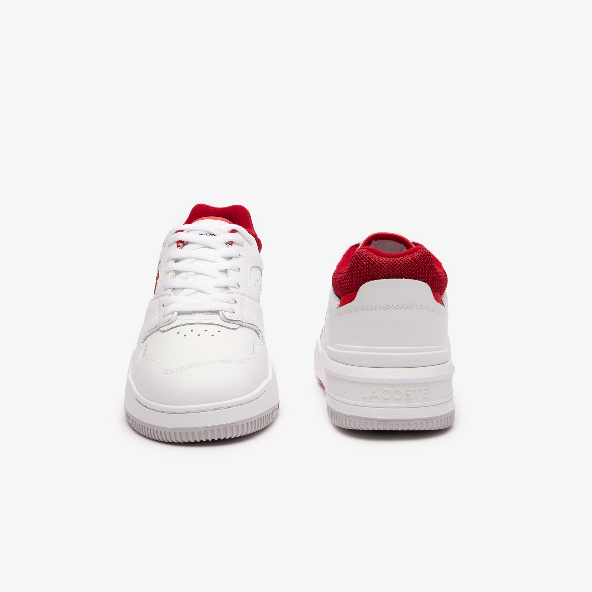 Giày Lacoste Lineshot Contrasted Collar Leather Sneakers Nam Trắng Đỏ