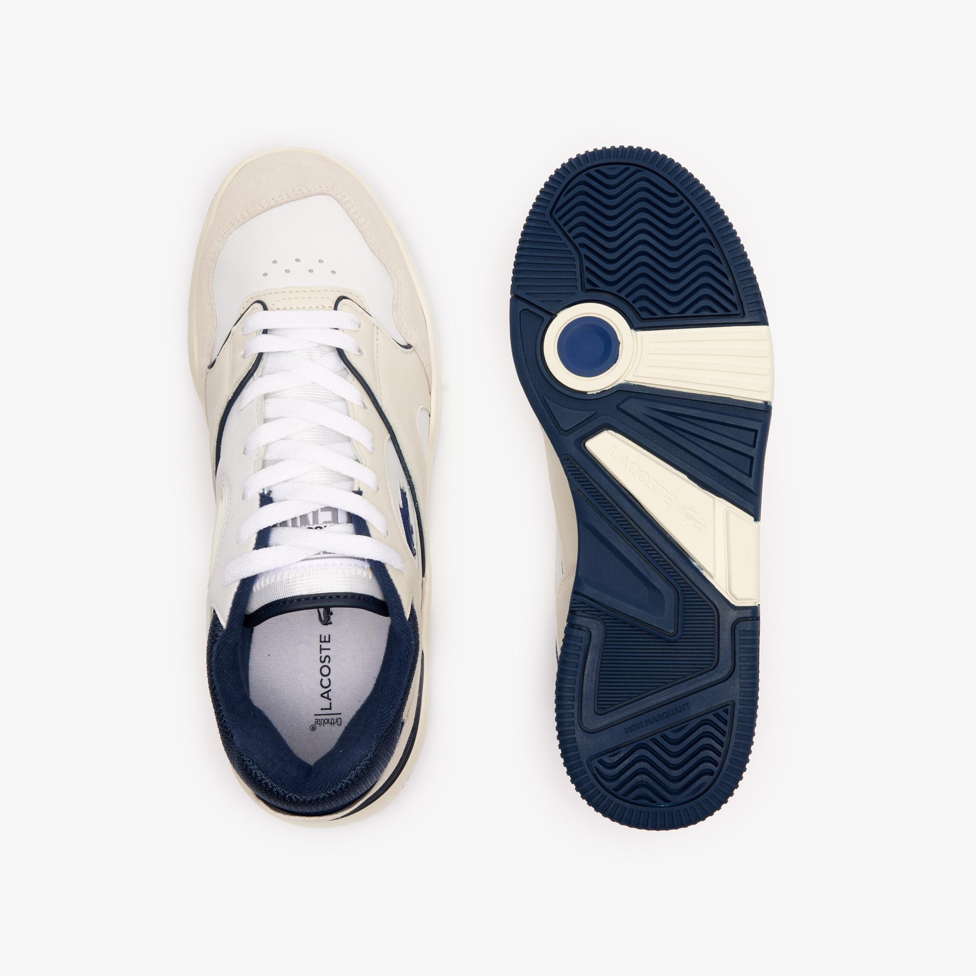 Giày Lacoste Lineshot Leather Logo Sneakers Nam Trắng Xanh