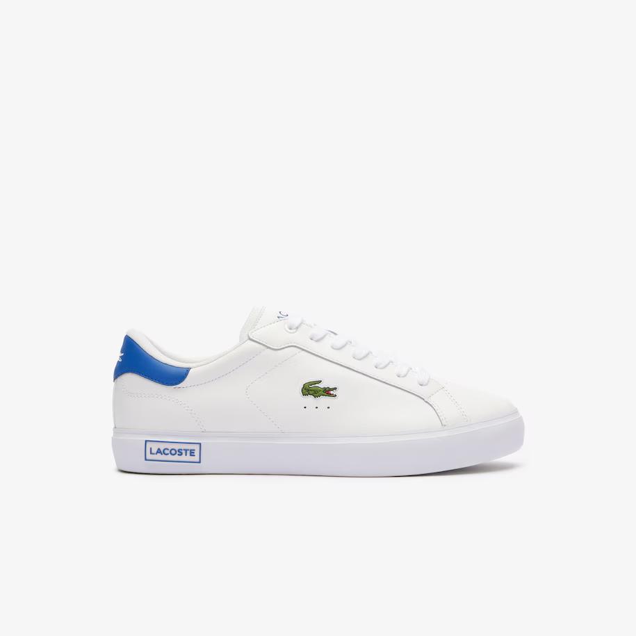 Giày Lacoste Powercourt Leather Sneakers Nam Trắng Xanh