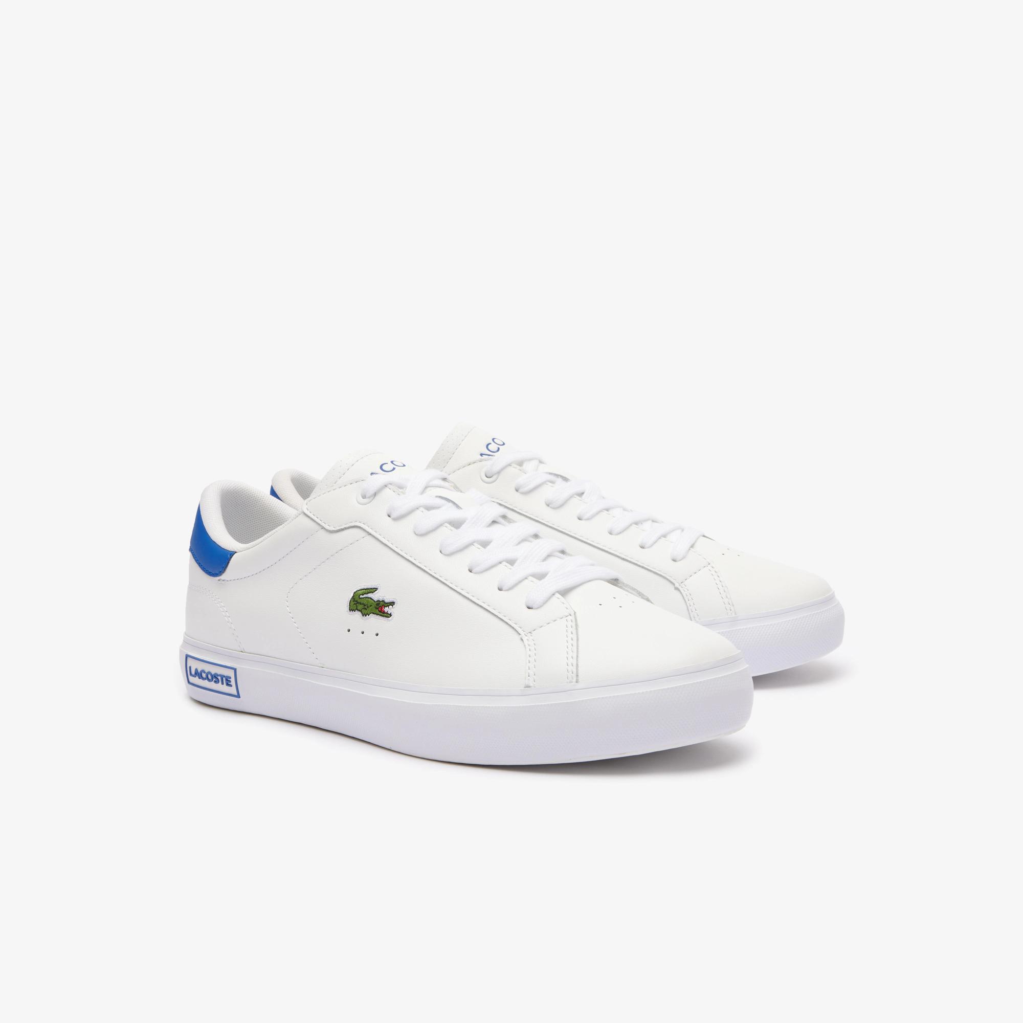 Giày Lacoste Powercourt Leather Sneakers Nam Trắng Xanh