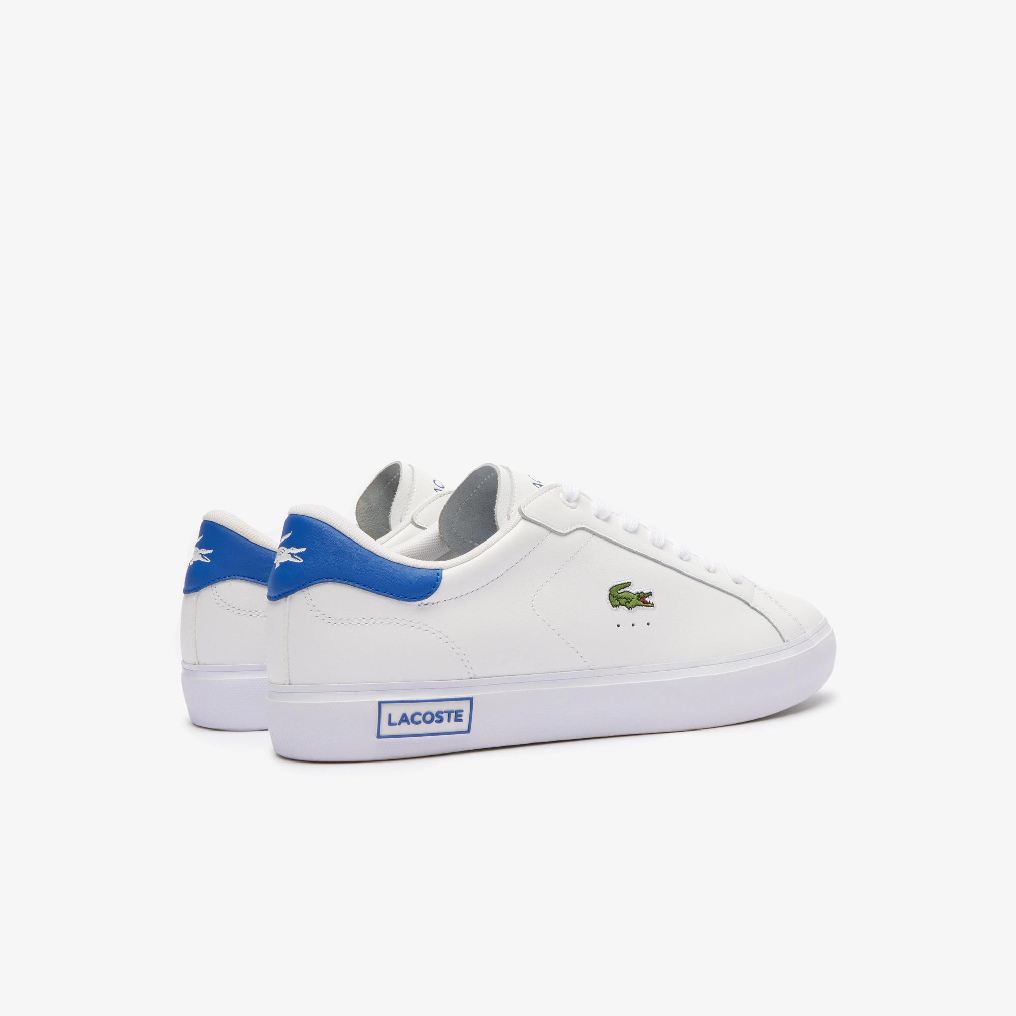 Giày Lacoste Powercourt Leather Sneakers Nam Trắng Xanh