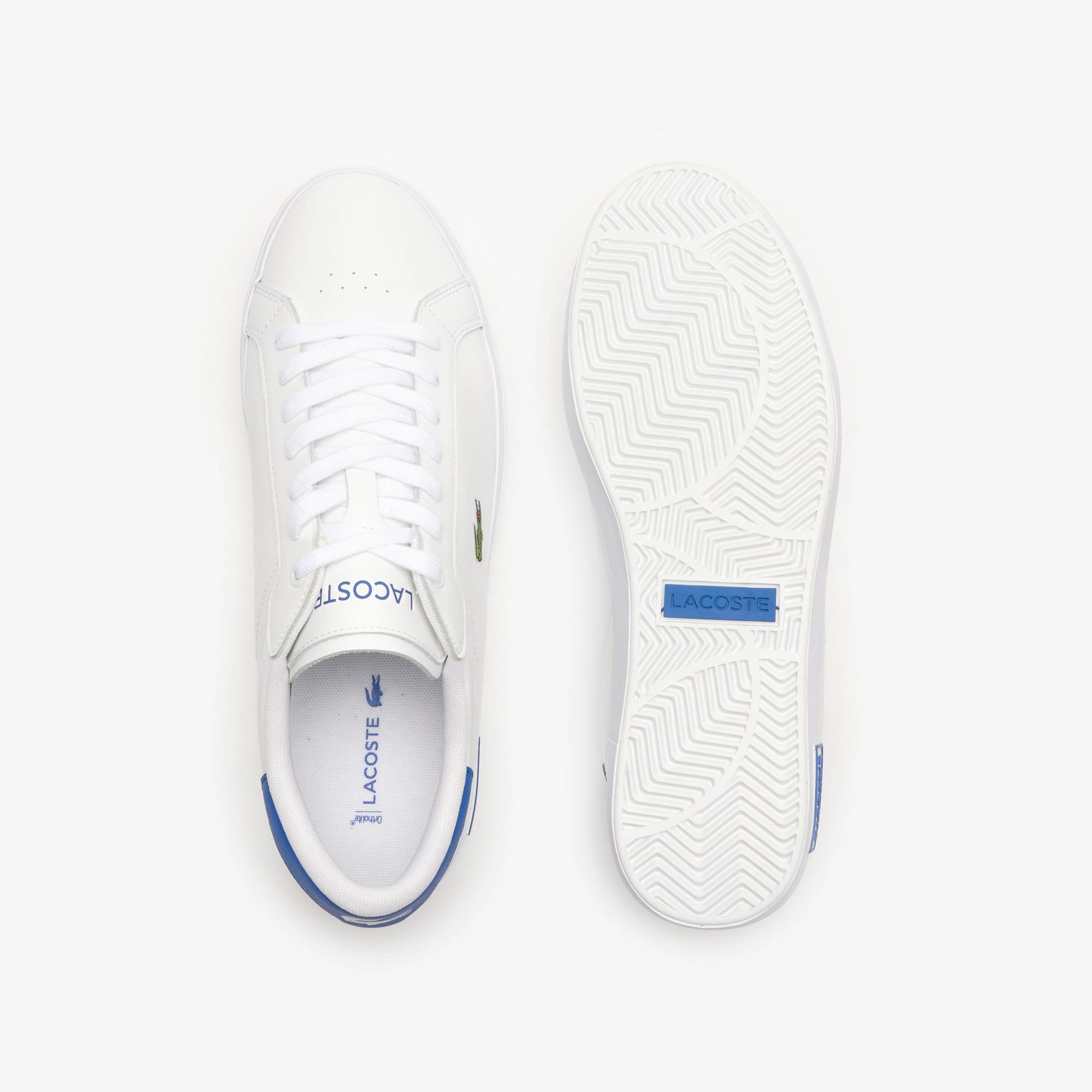 Giày Lacoste Powercourt Leather Sneakers Nam Trắng Xanh