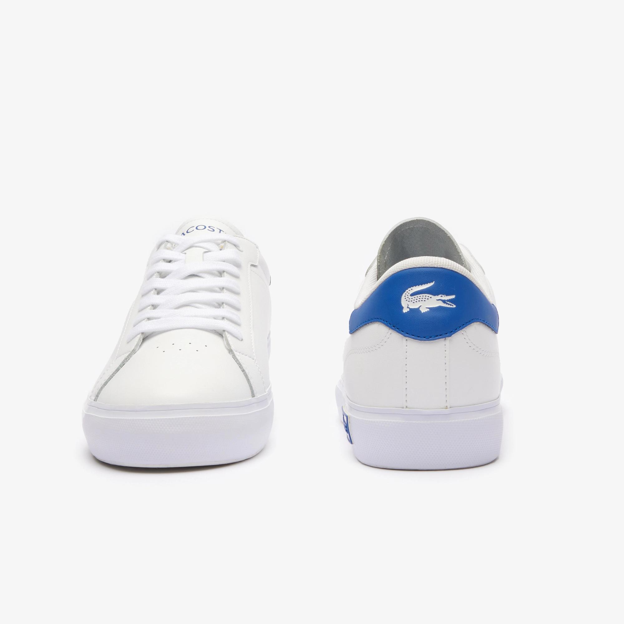 Giày Lacoste Powercourt Leather Sneakers Nam Trắng Xanh