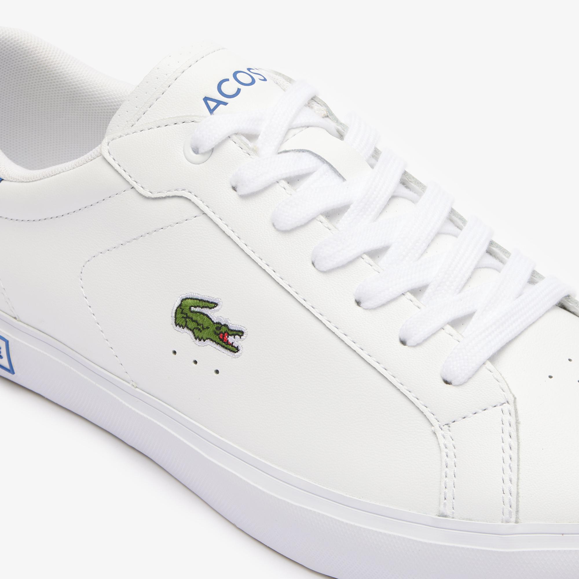 Giày Lacoste Powercourt Leather Sneakers Nam Trắng Xanh