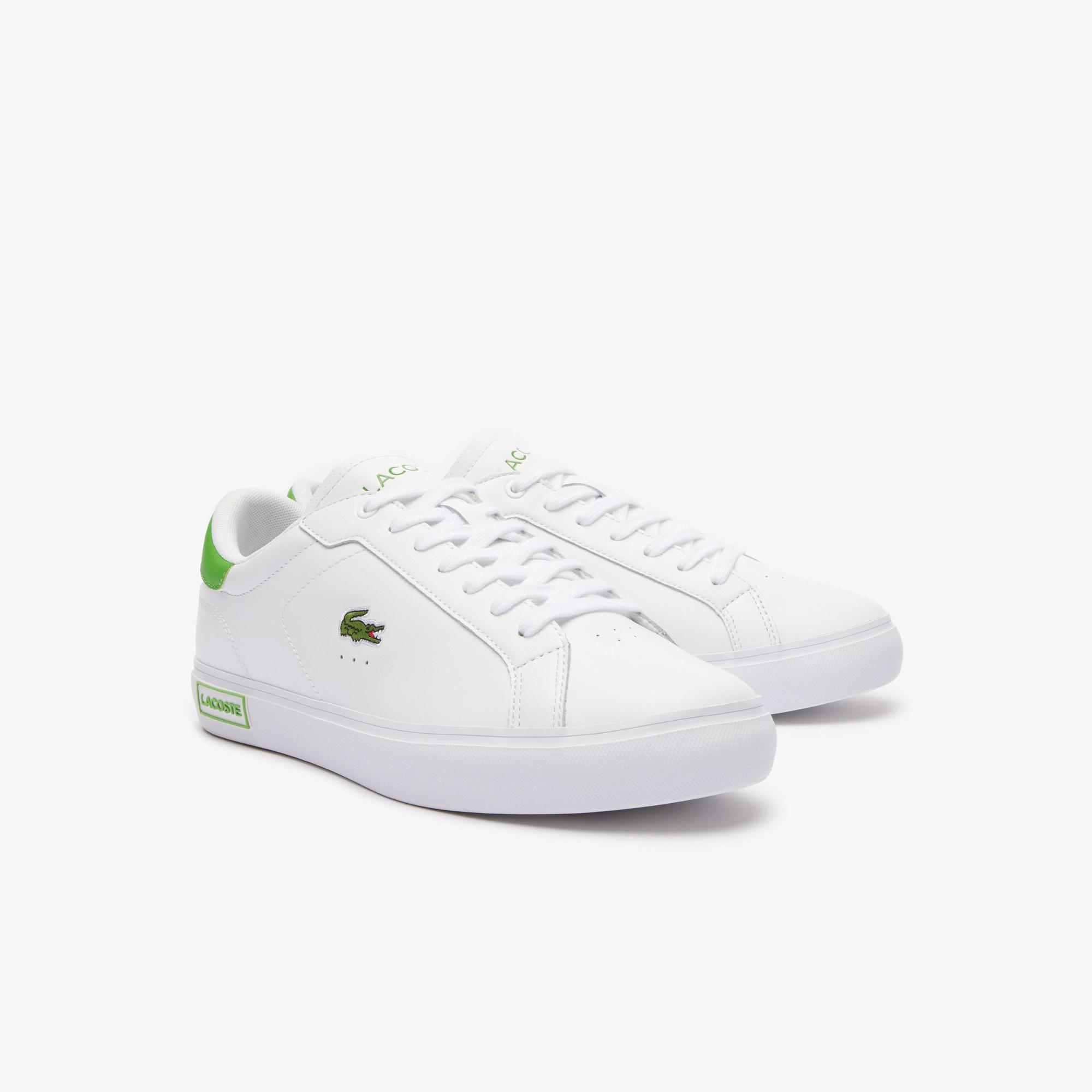 Giày Lacoste Powercourt Leather Sneakers Nam Trắng Xanh Lá