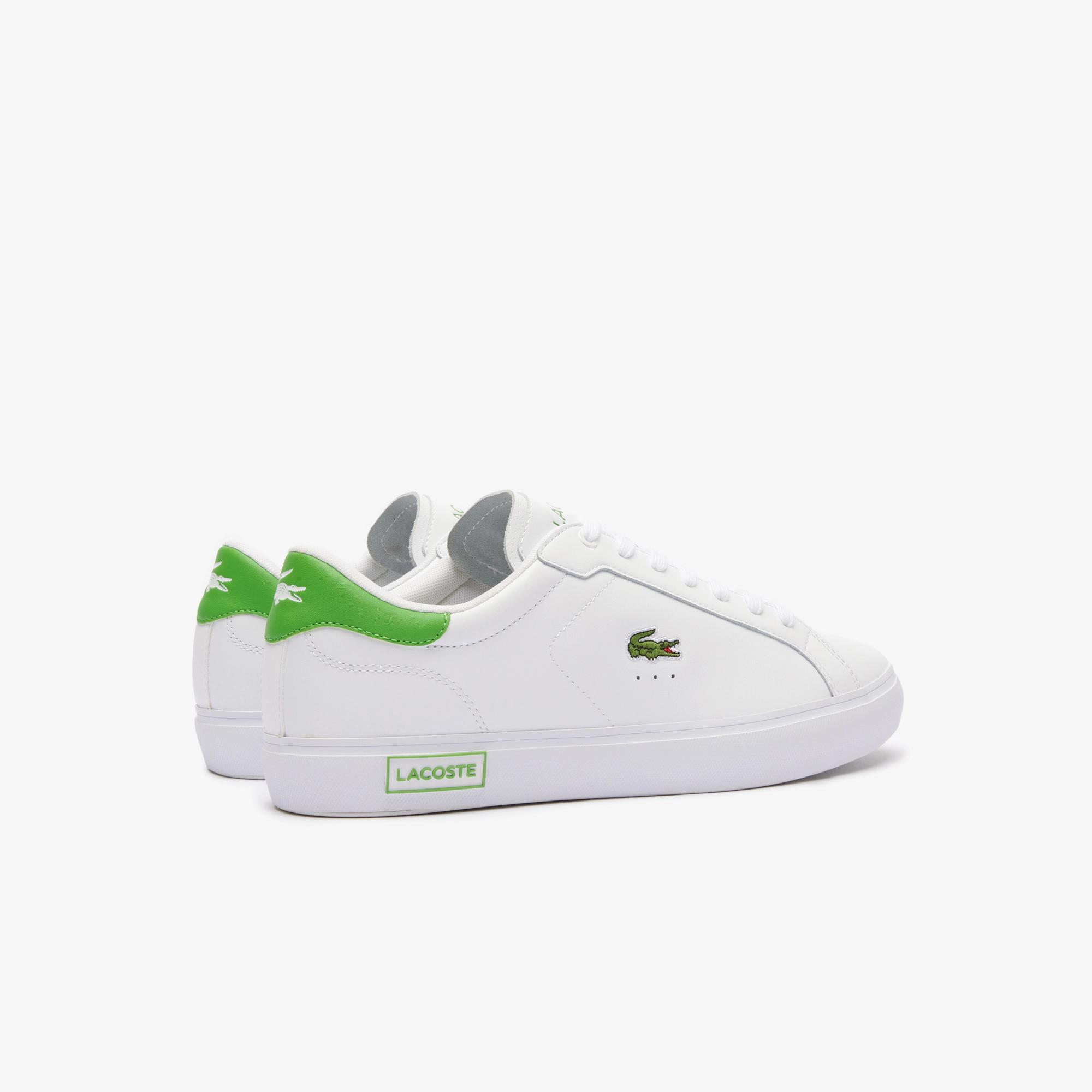 Giày Lacoste Powercourt Leather Sneakers Nam Trắng Xanh Lá