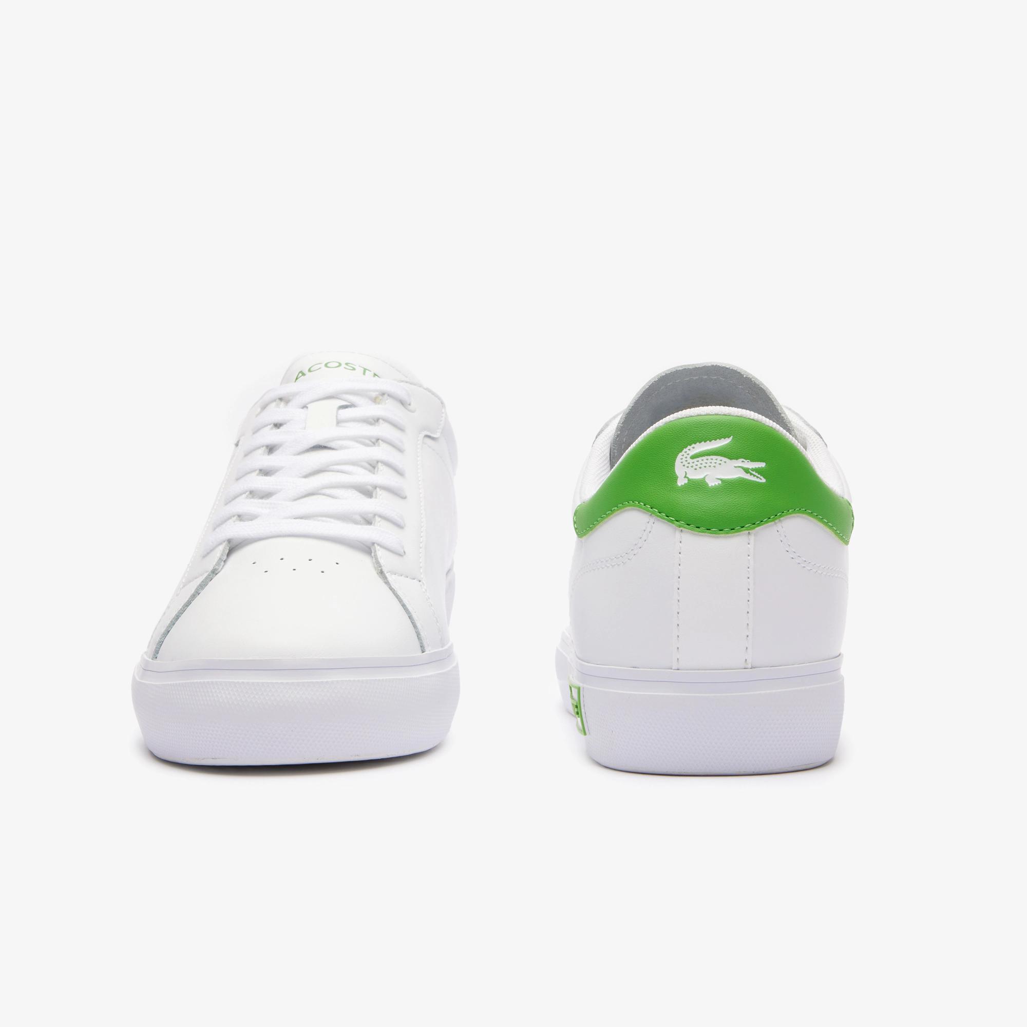 Giày Lacoste Powercourt Leather Sneakers Nam Trắng Xanh Lá