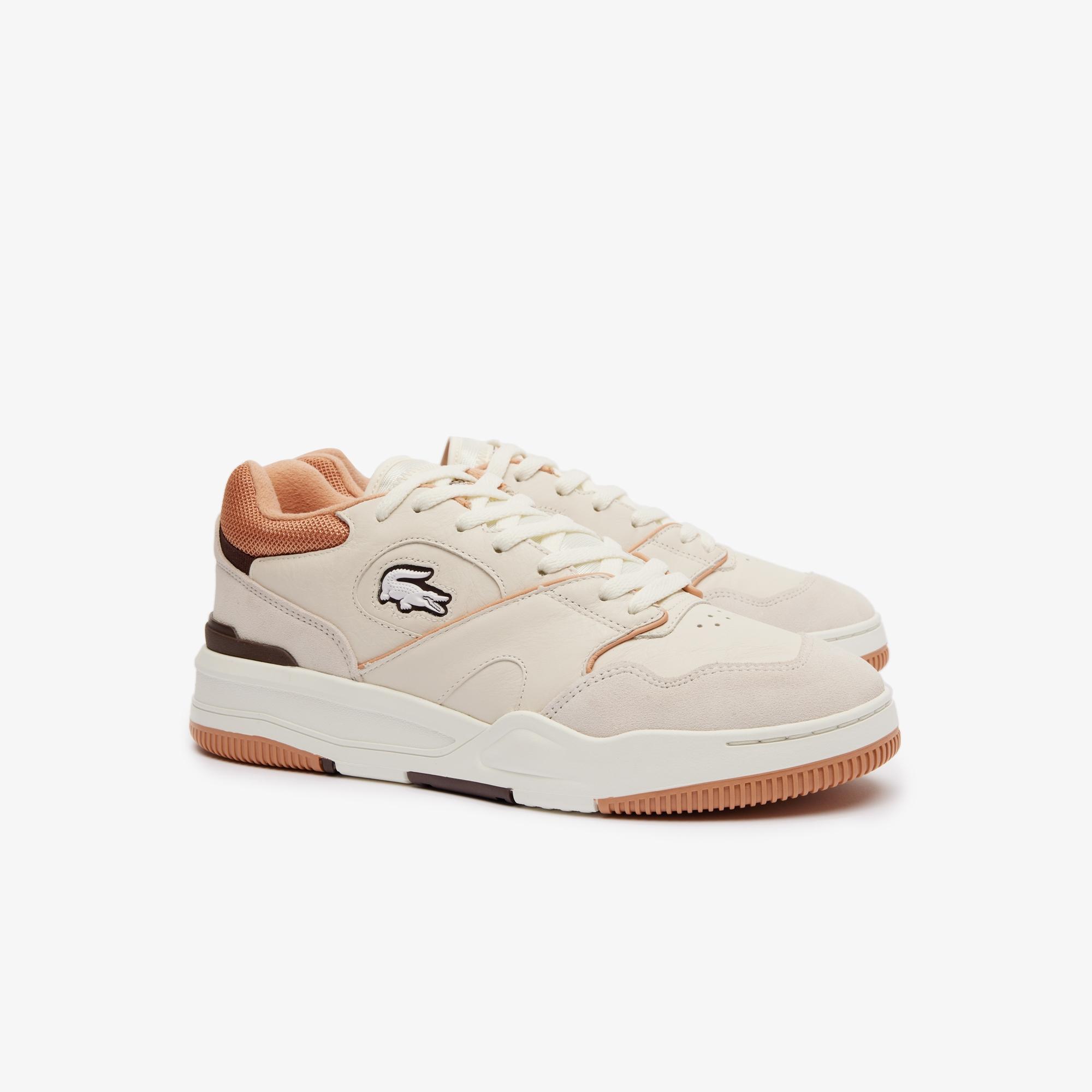 Giày Lacoste Lineshot Contrasted Accent Leather Sneakers Nam Trắng Nâu