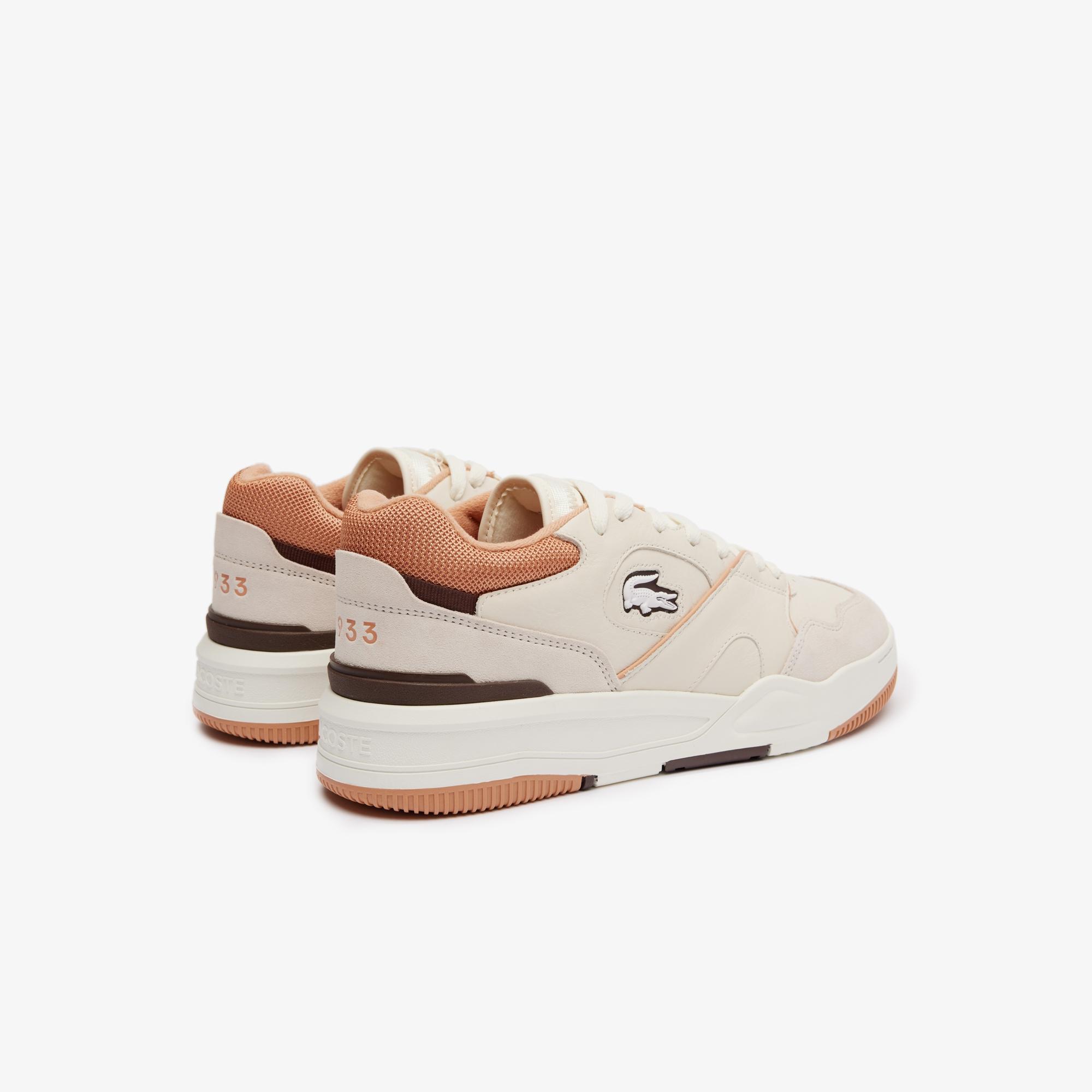 Giày Lacoste Lineshot Contrasted Accent Leather Sneakers Nam Trắng Nâu