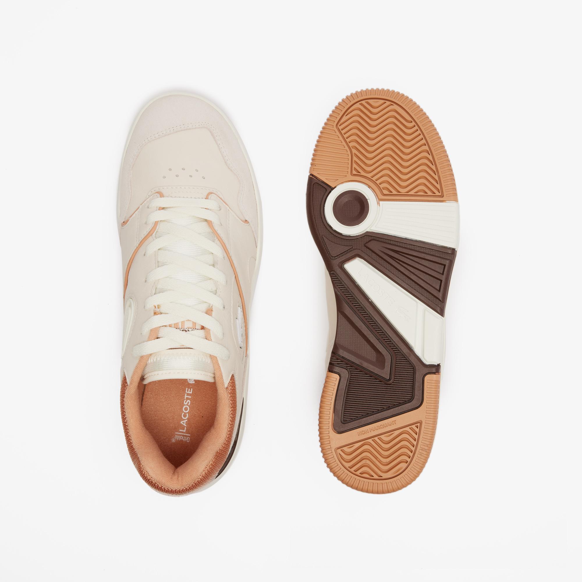 Giày Lacoste Lineshot Contrasted Accent Leather Sneakers Nam Trắng Nâu