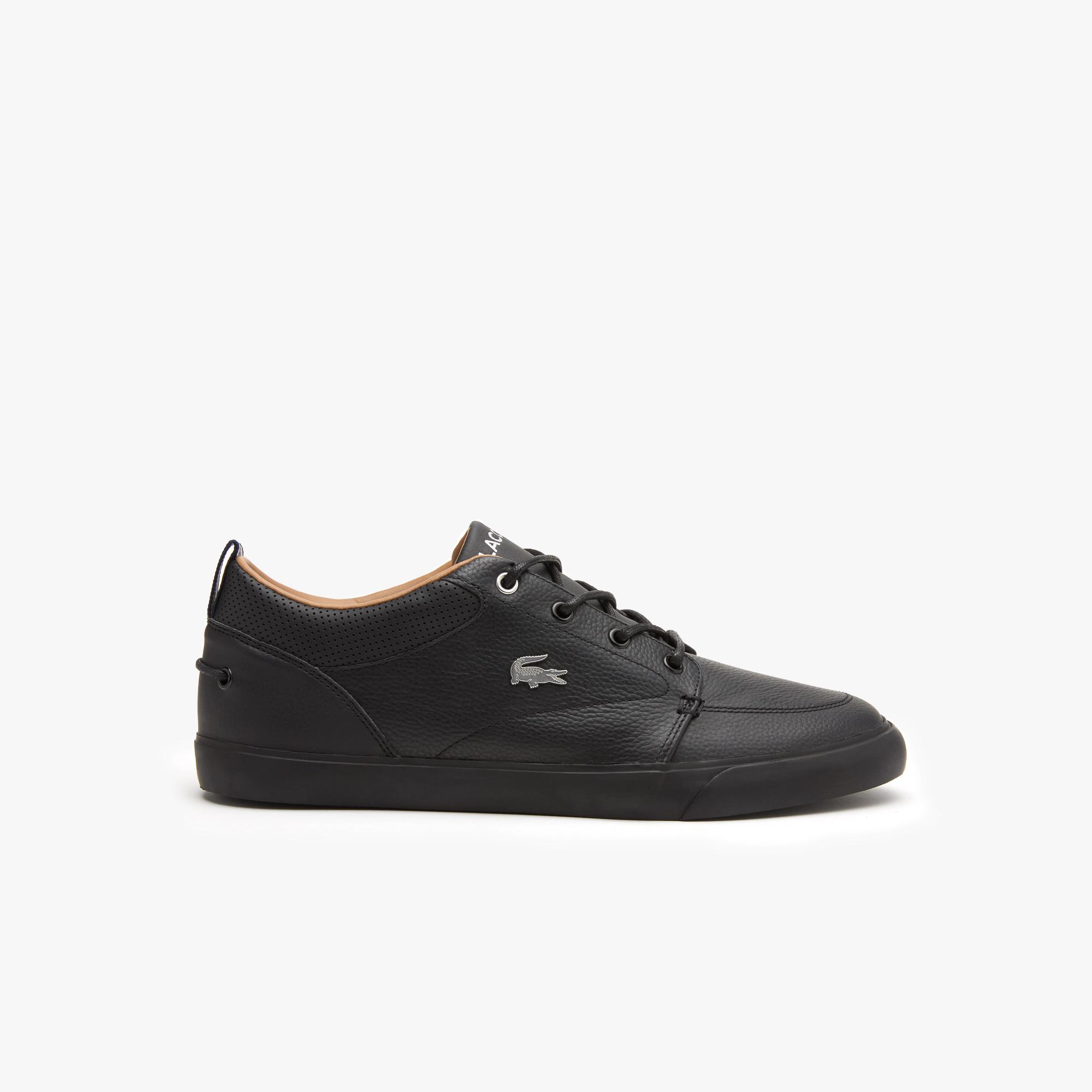 Giày Lacoste Bayliss Leather Perforated Collar Sneakers Nam Đen