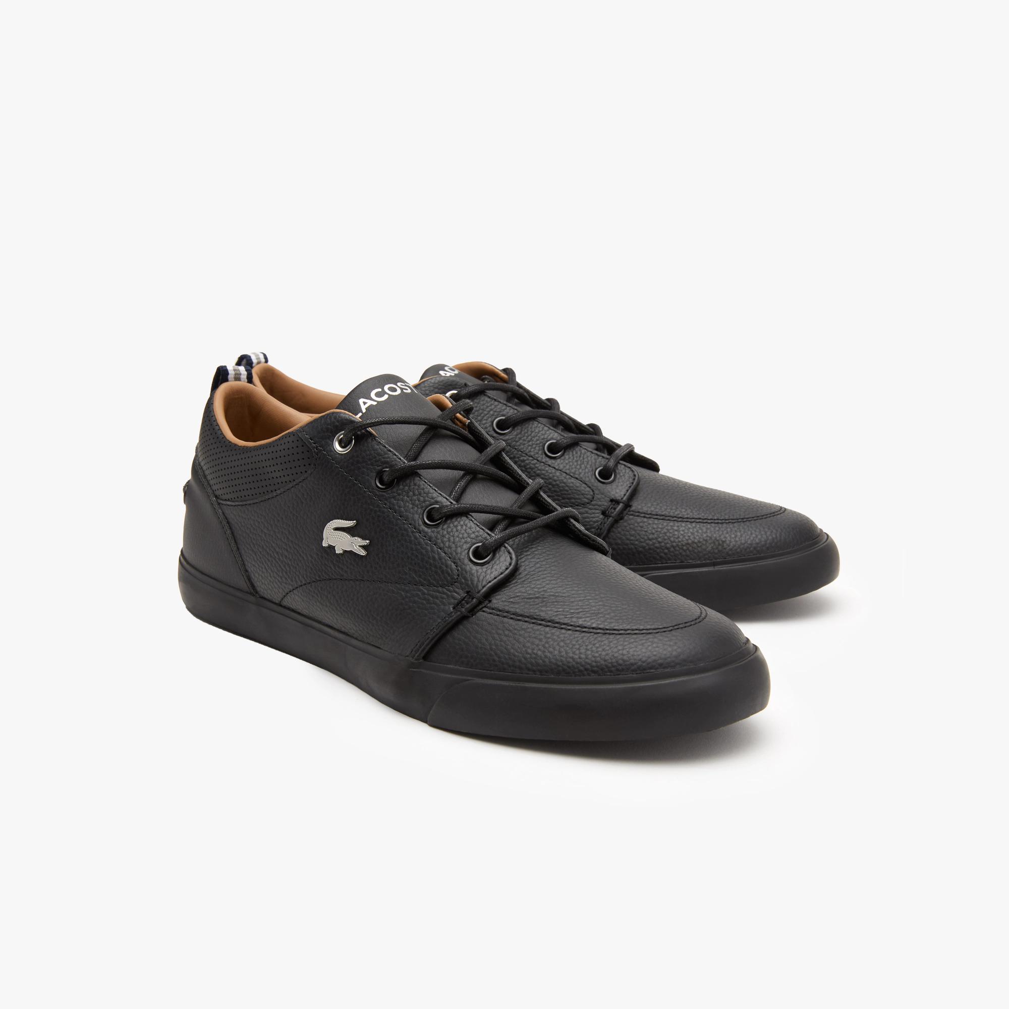 Giày Lacoste Bayliss Leather Perforated Collar Sneakers Nam Đen