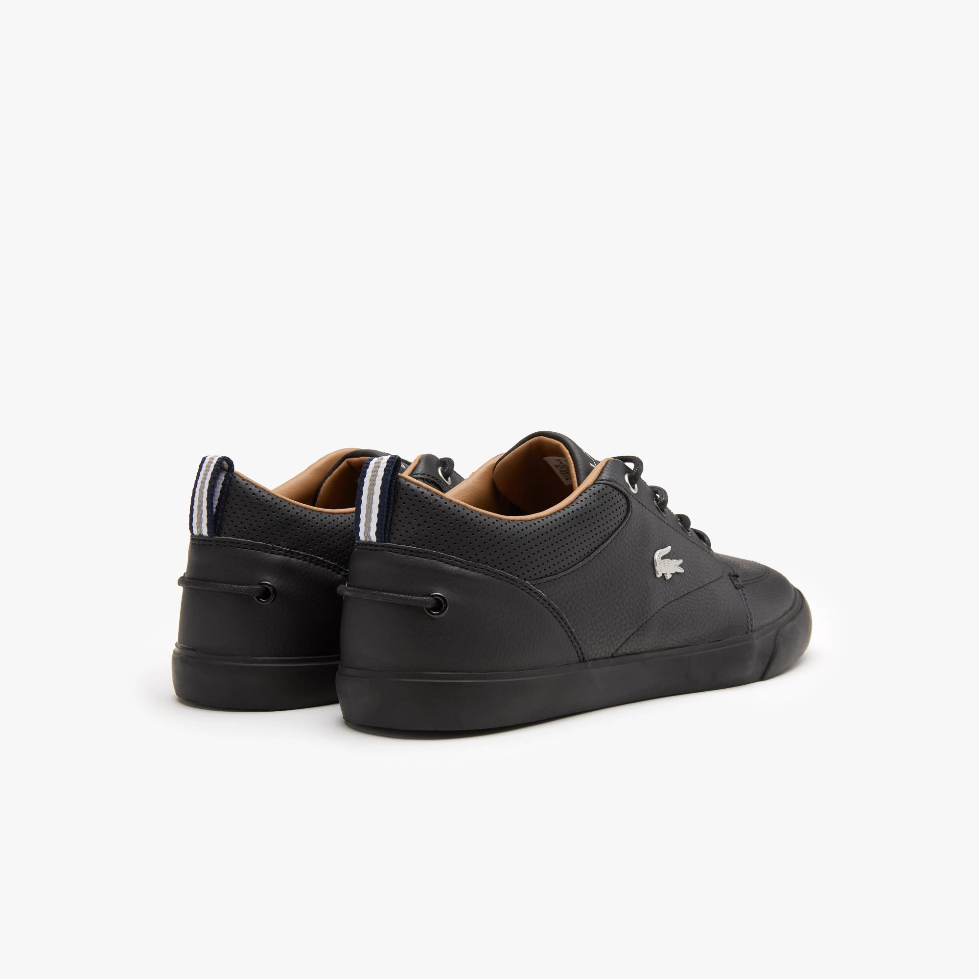 Giày Lacoste Bayliss Leather Perforated Collar Sneakers Nam Đen