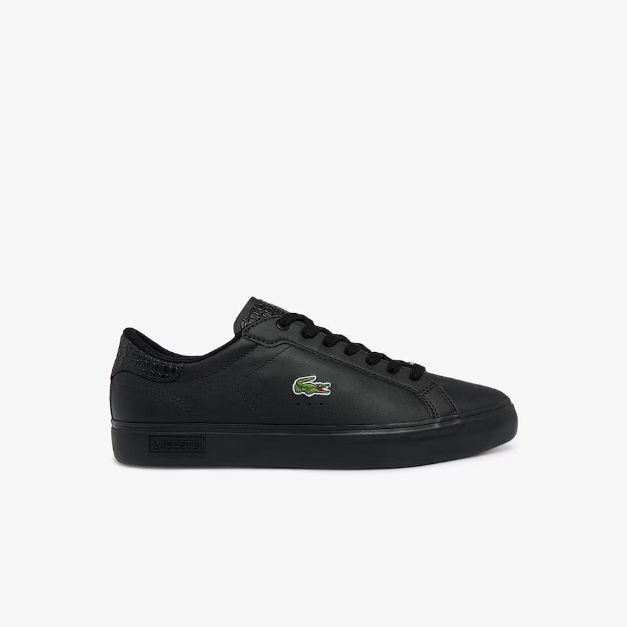 Giày Lacoste Powercourt Burnished Leather Sneakers Nam Đen