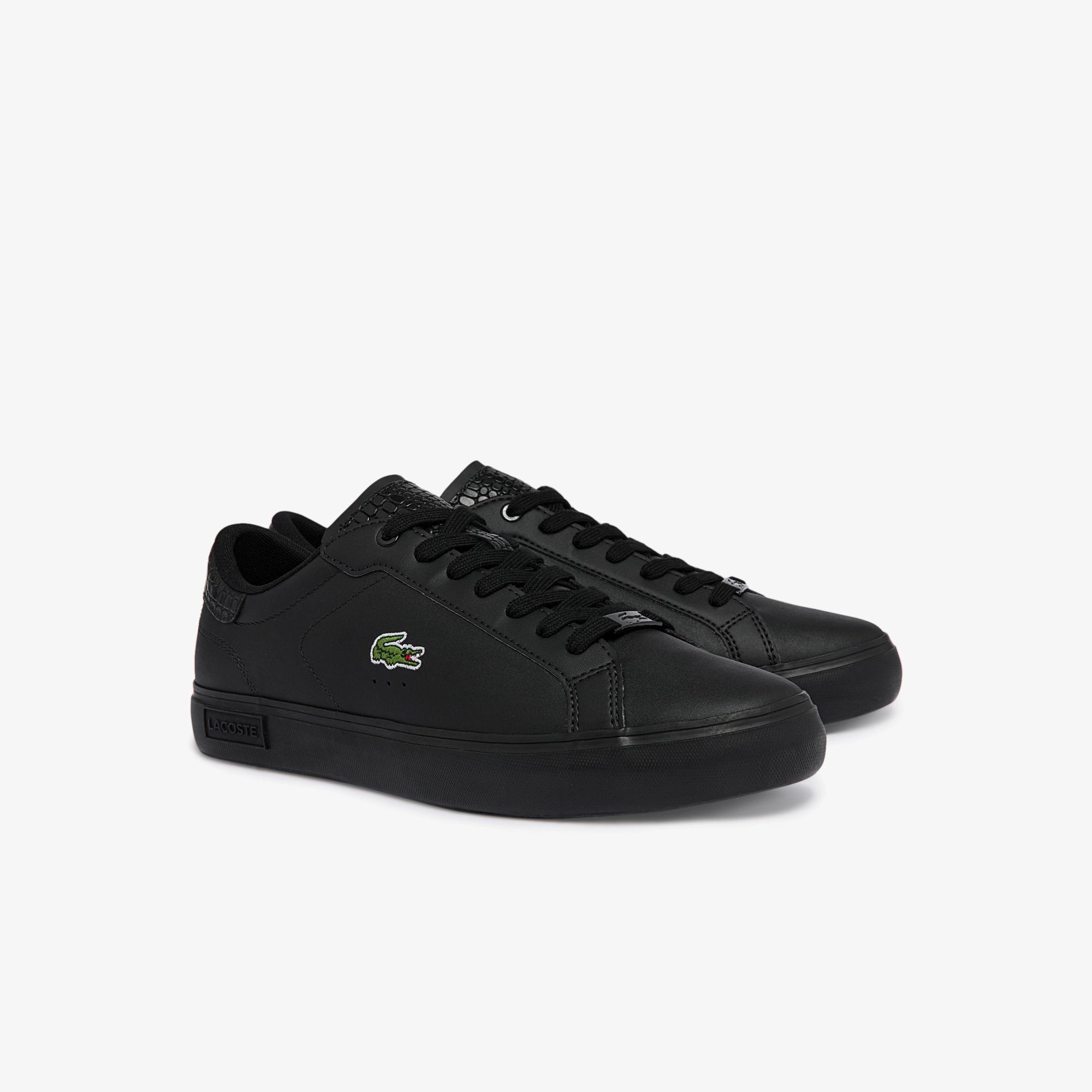 Giày Lacoste Powercourt Burnished Leather Sneakers Nam Đen