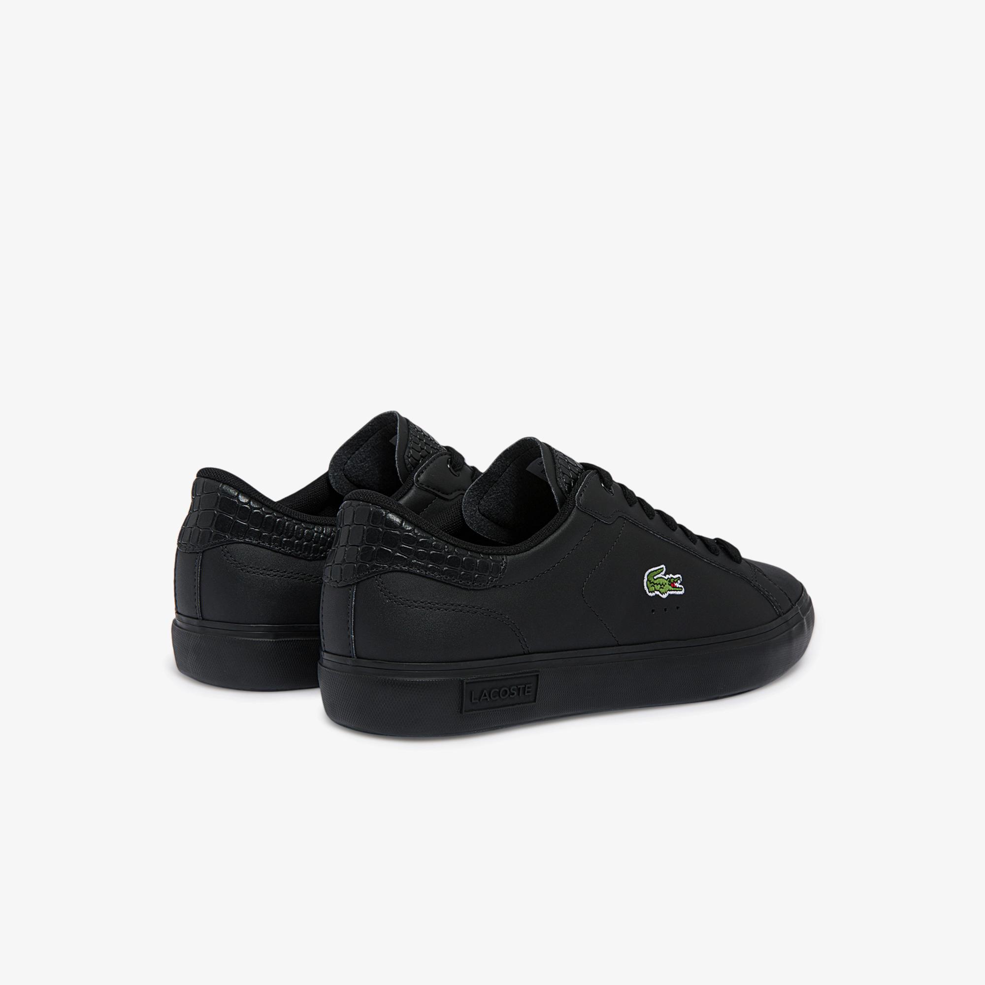 Giày Lacoste Powercourt Burnished Leather Sneakers Nam Đen