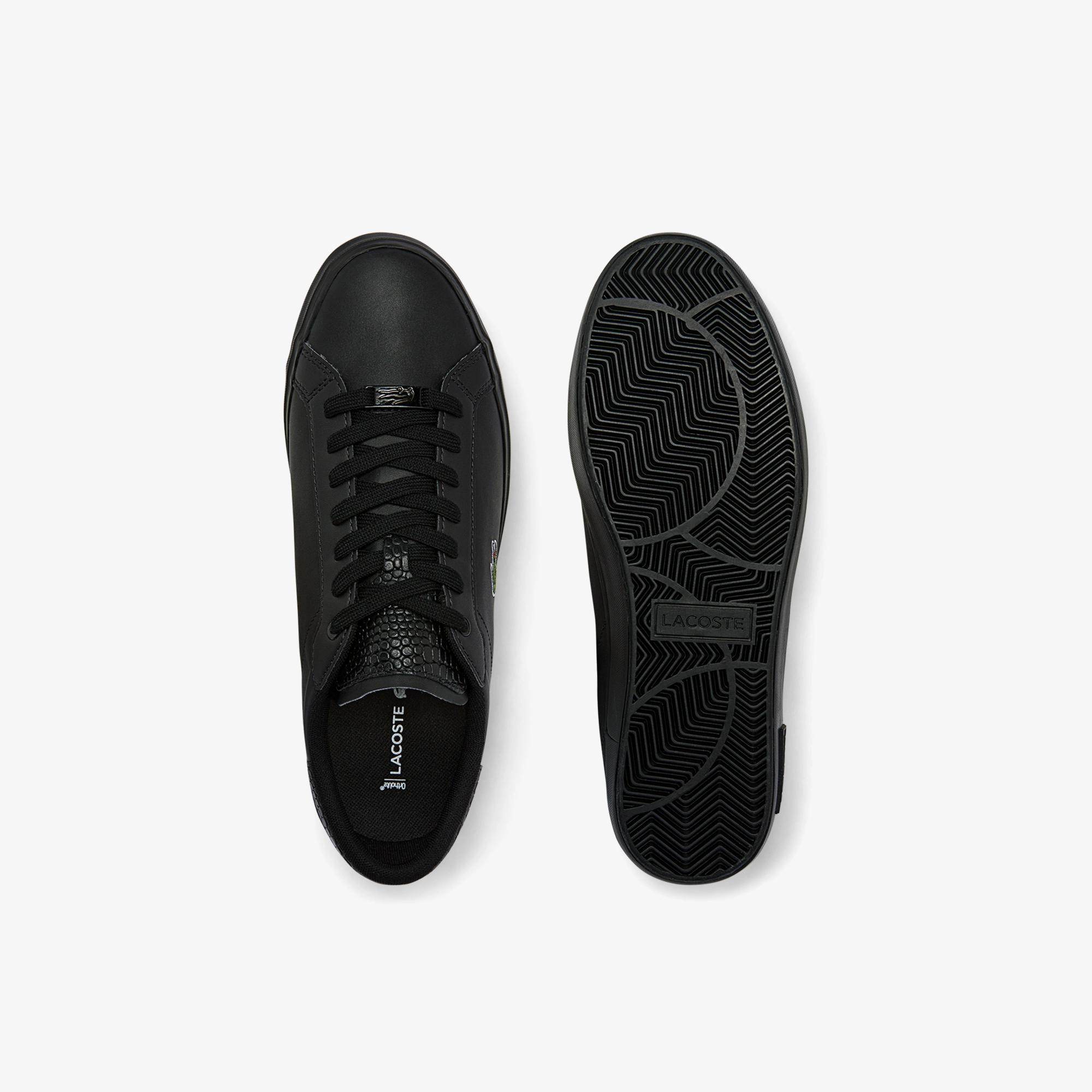 Giày Lacoste Powercourt Burnished Leather Sneakers Nam Đen