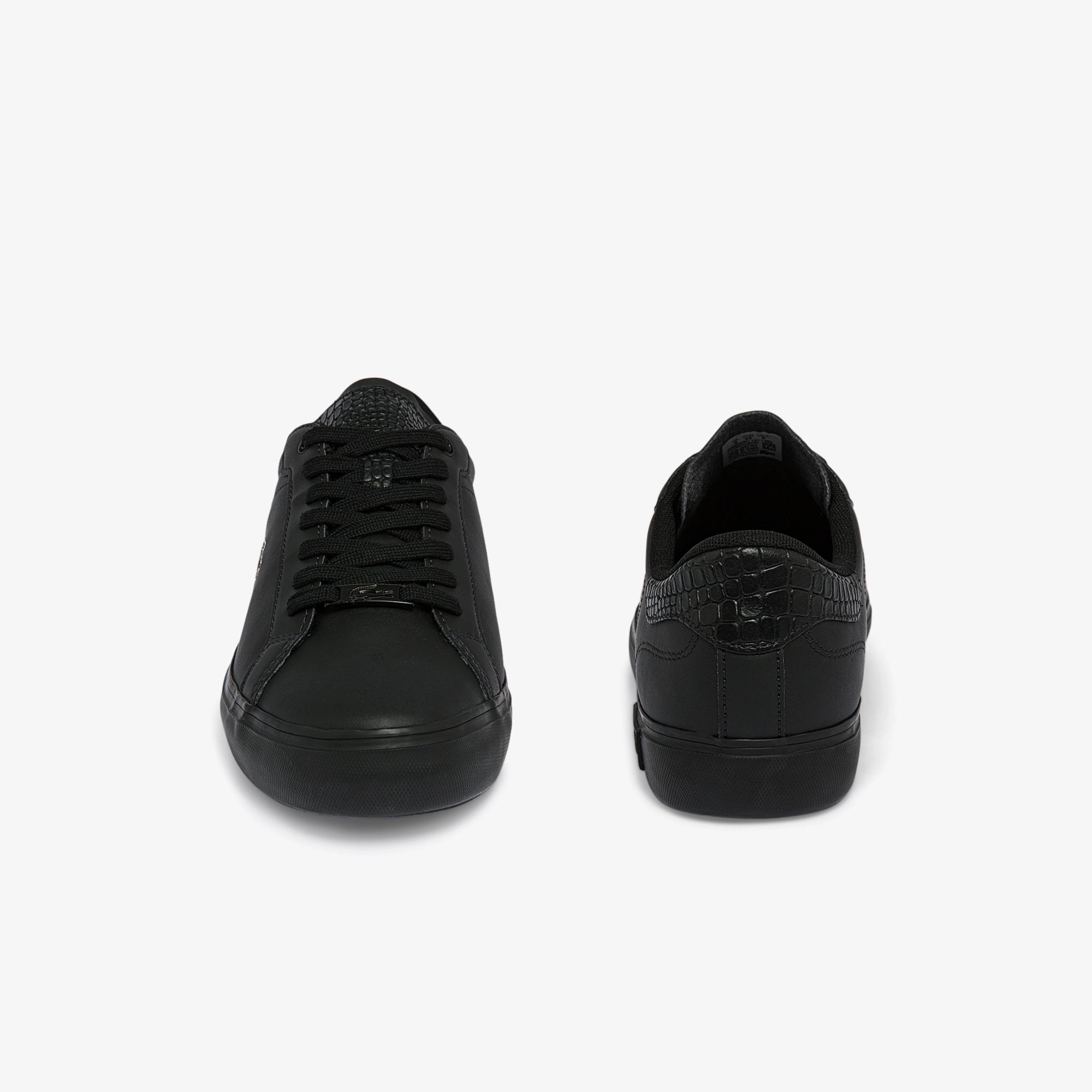 Giày Lacoste Powercourt Burnished Leather Sneakers Nam Đen