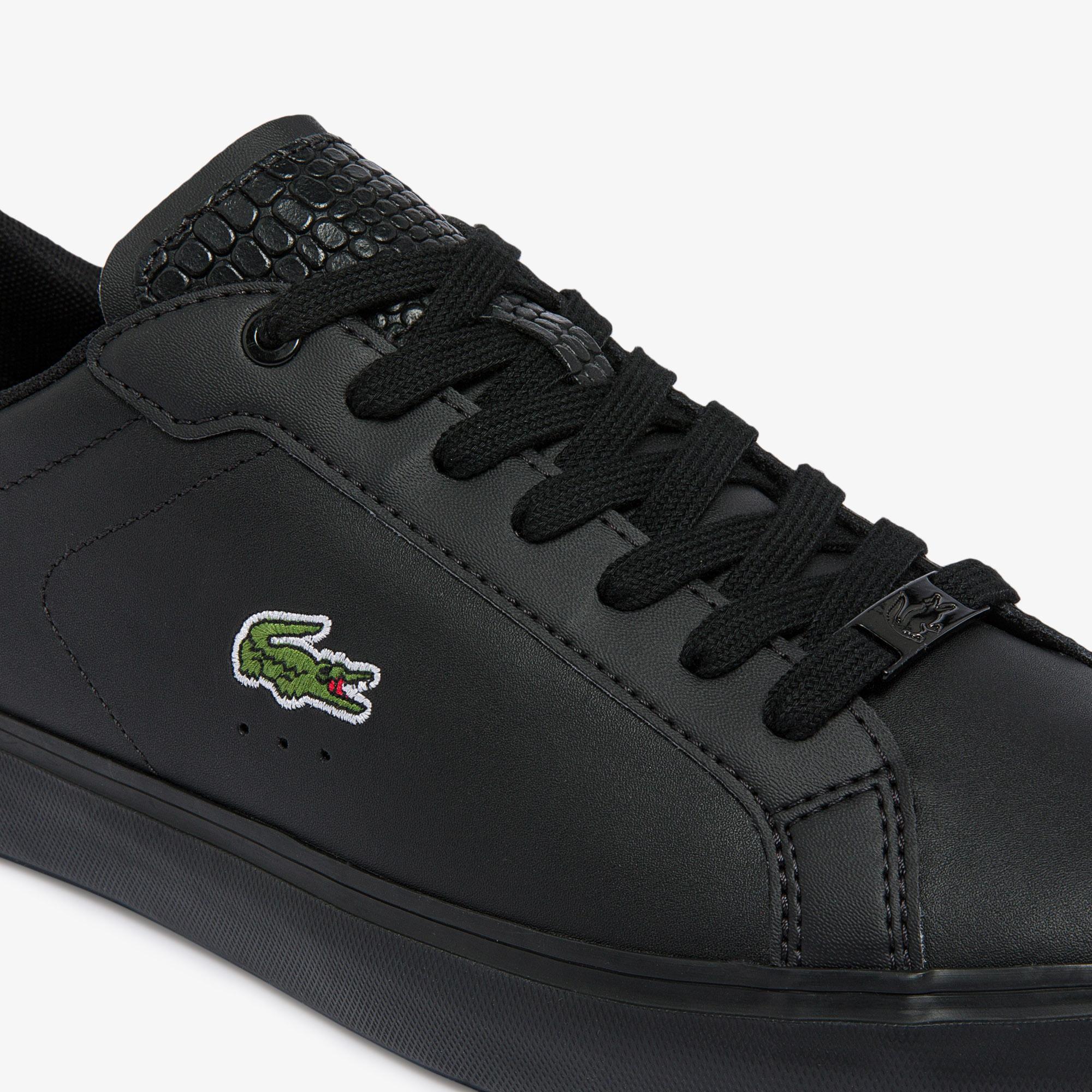 Giày Lacoste Powercourt Burnished Leather Sneakers Nam Đen