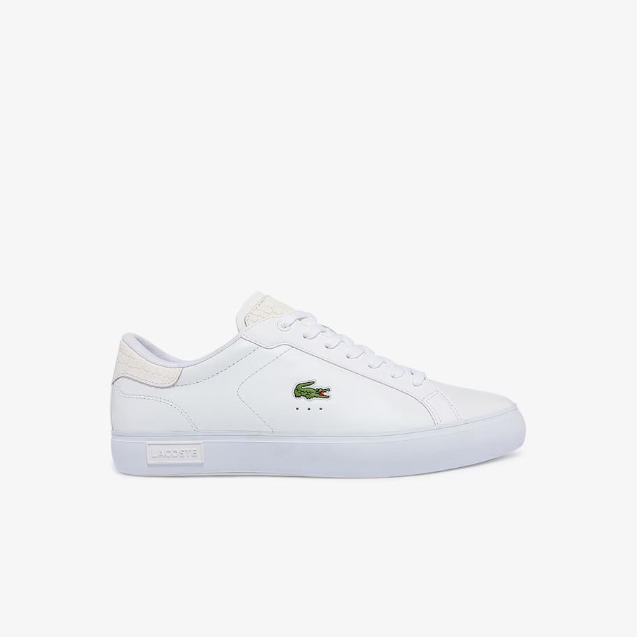 Giày Lacoste Powercourt Burnished Leather Sneakers Nam Trắng