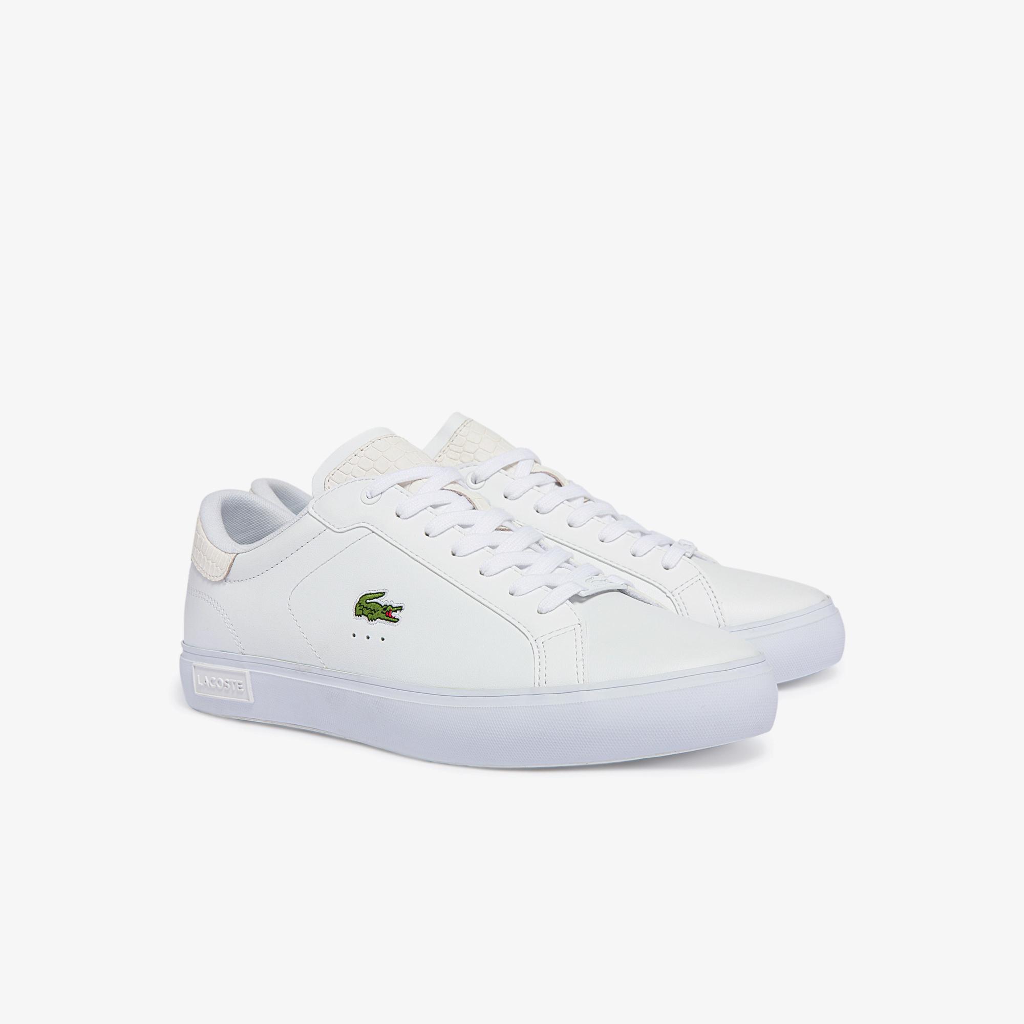 Giày Lacoste Powercourt Burnished Leather Sneakers Nam Trắng