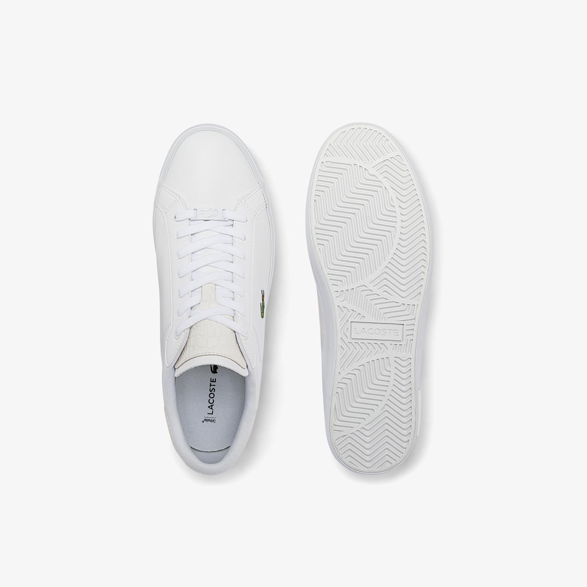 Giày Lacoste Powercourt Burnished Leather Sneakers Nam Trắng