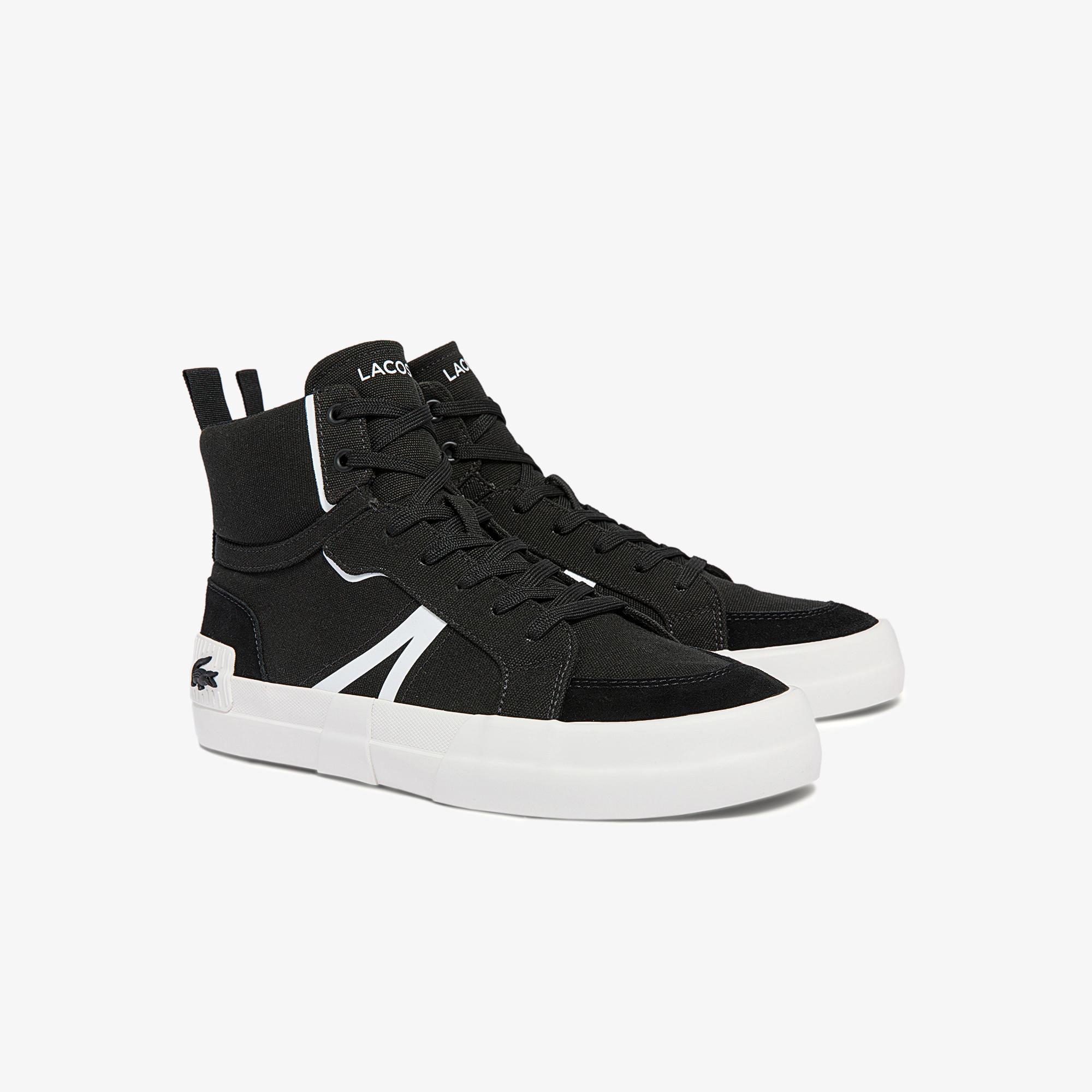 Giày Lacoste L004 Mid Canvas Sneakers Nam Đen Trắng