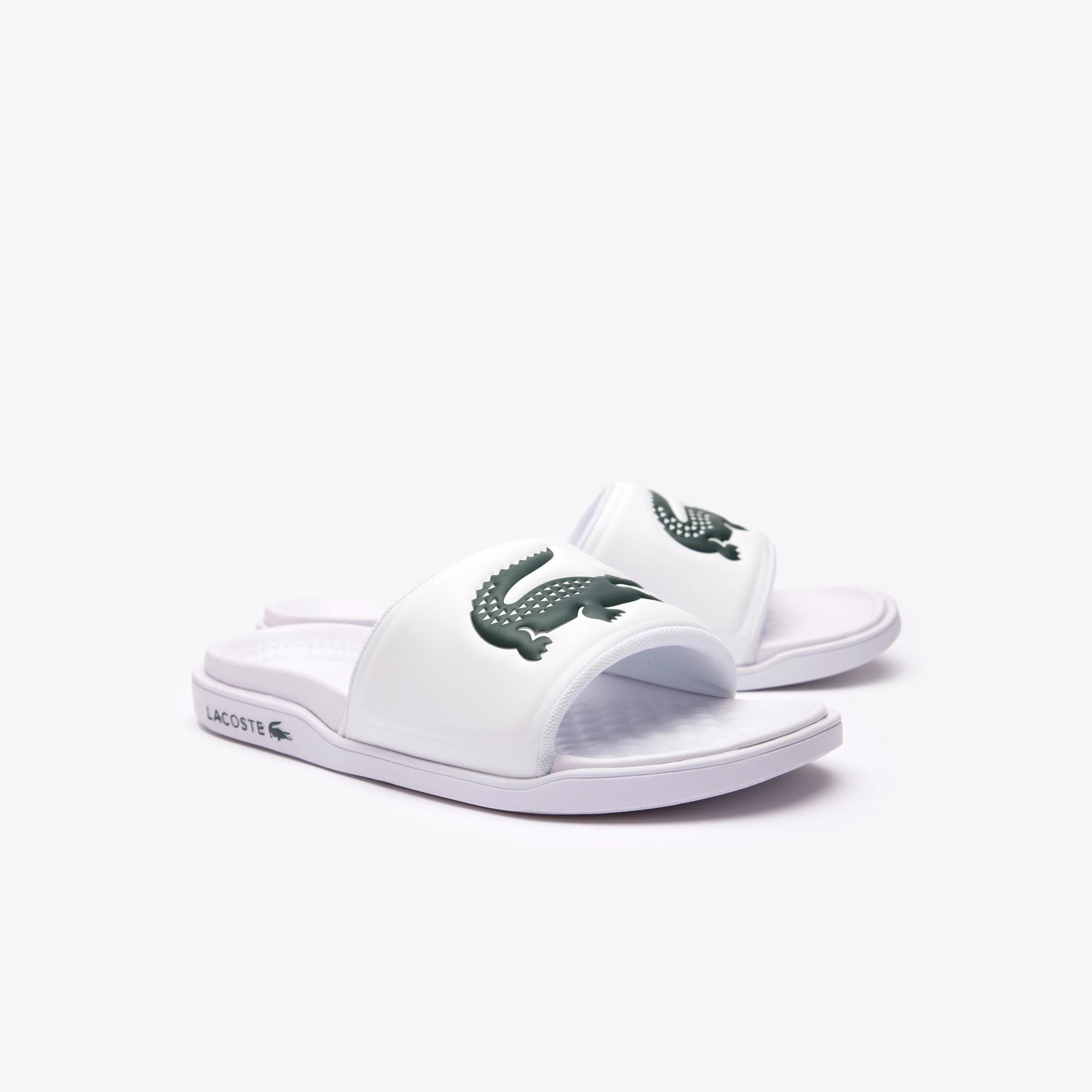 Dép Lacoste Croco Dualiste Logo Strap Slides Nam Trắng