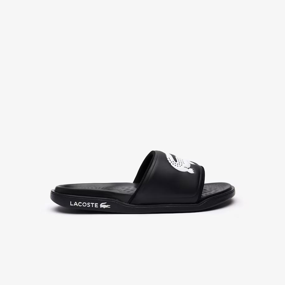 Dép Lacoste Croco Dualiste Logo Strap Slides Nam Đen