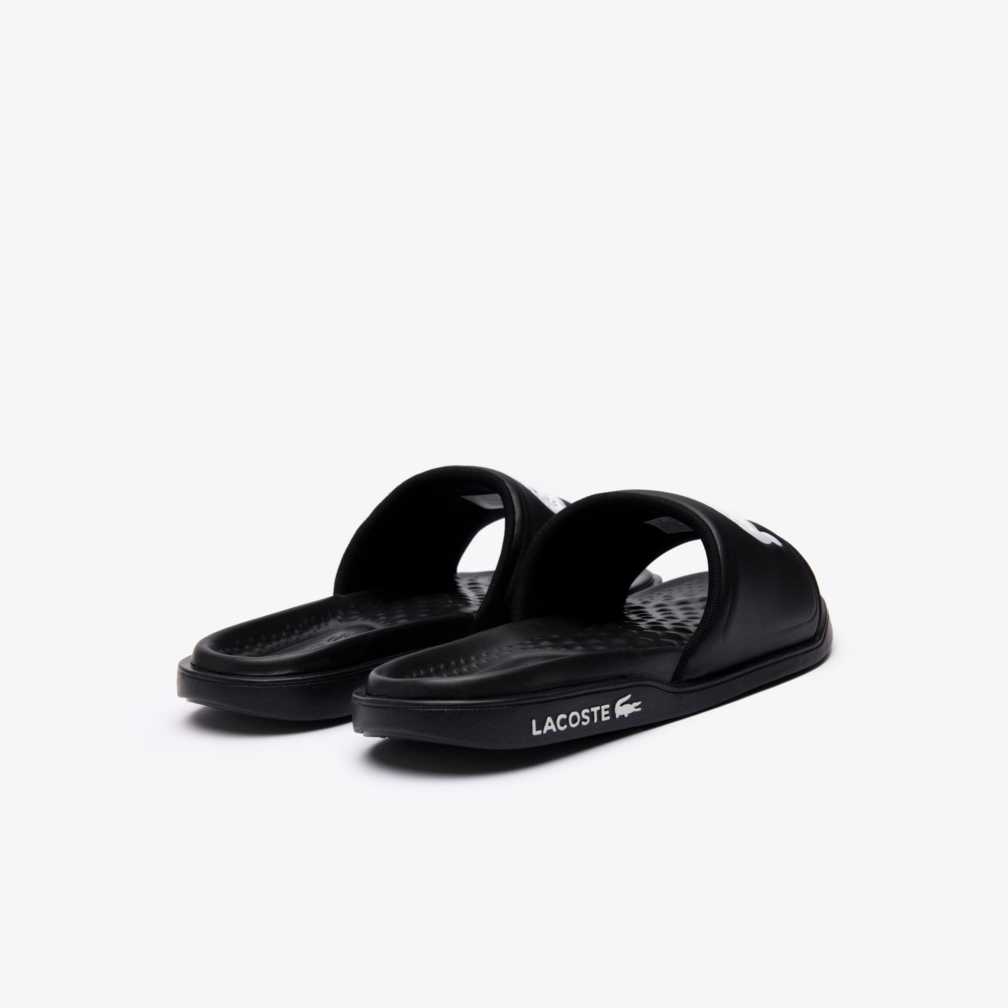 Dép Lacoste Croco Dualiste Logo Strap Slides Nam Đen