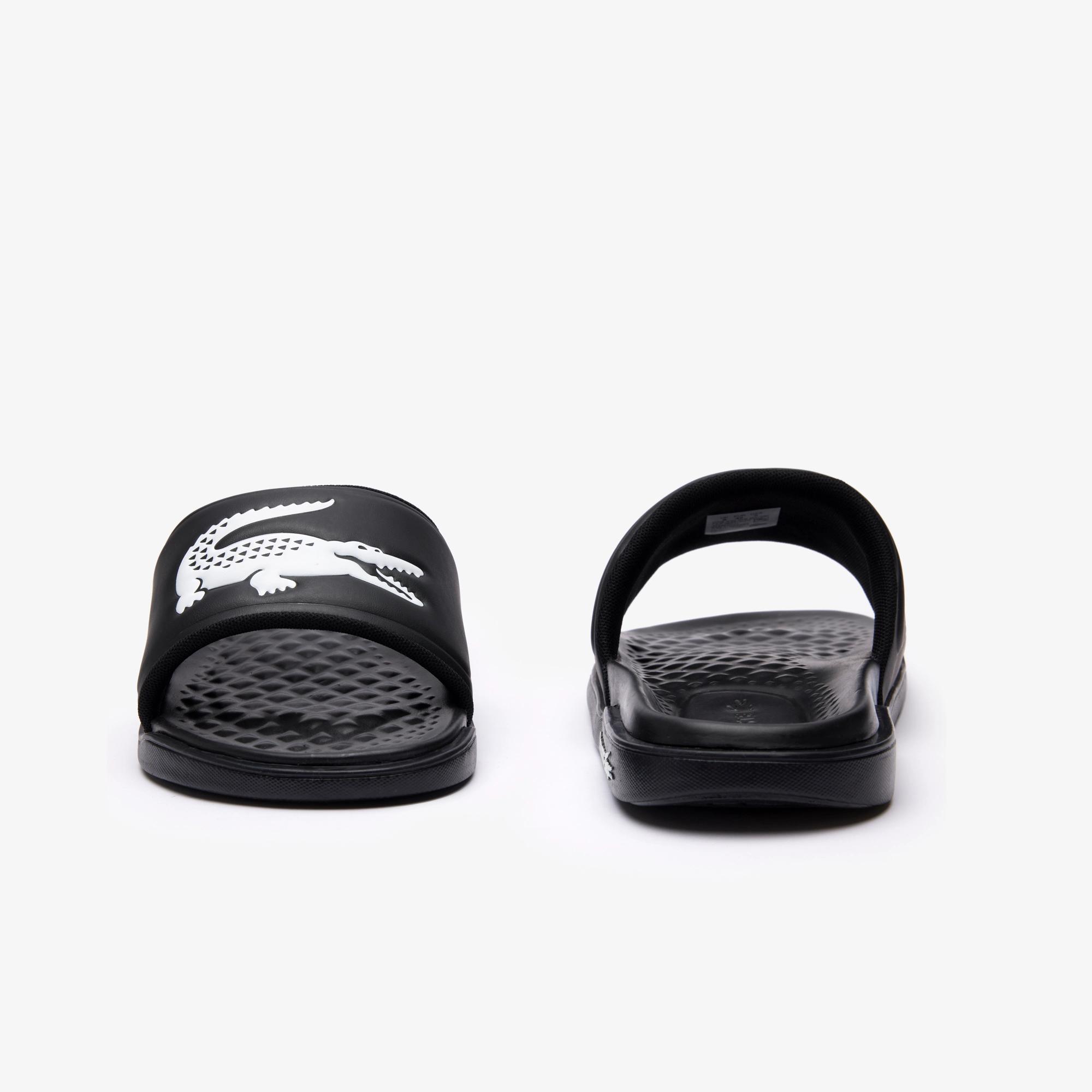 Dép Lacoste Croco Dualiste Logo Strap Slides Nam Đen