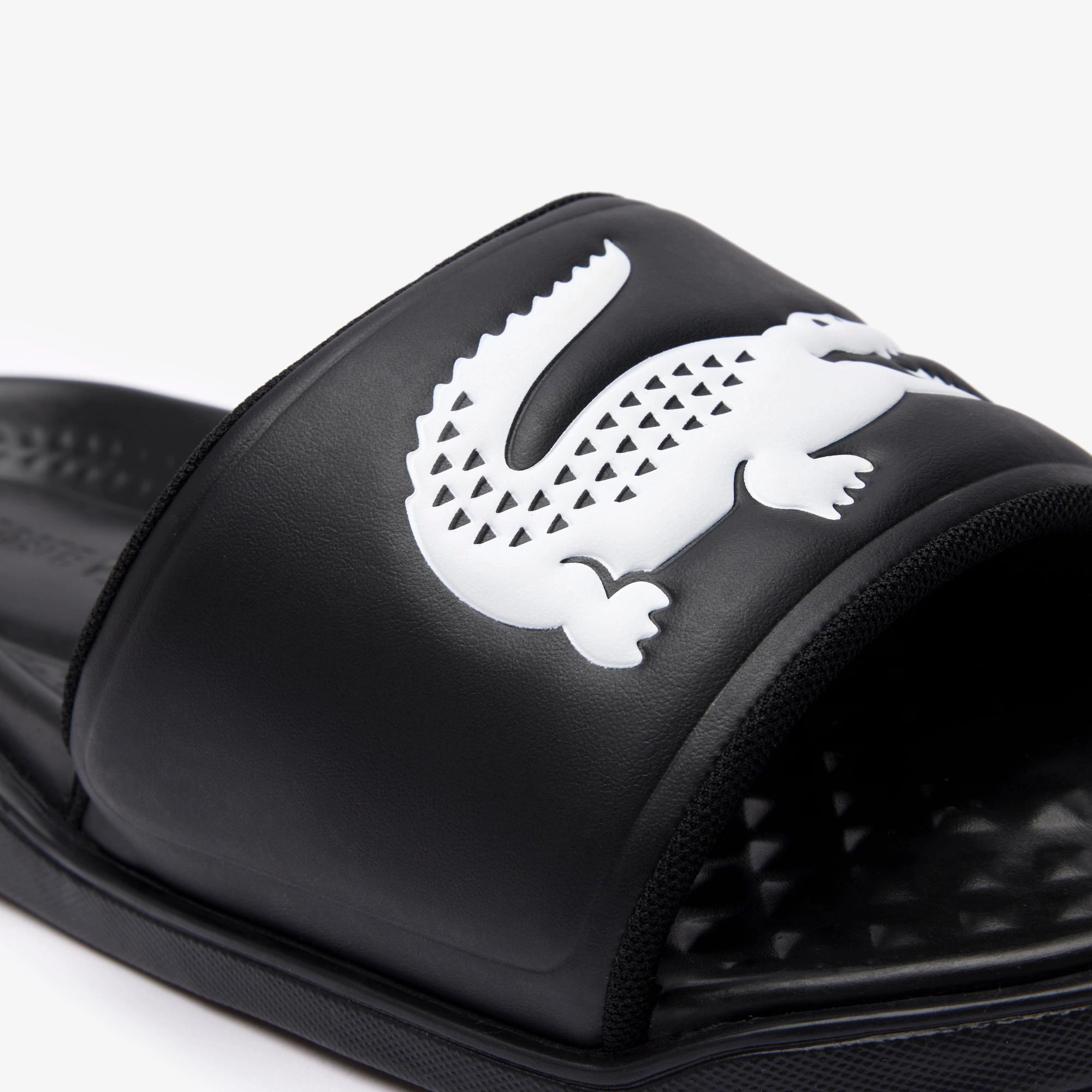 Dép Lacoste Croco Dualiste Logo Strap Slides Nam Đen