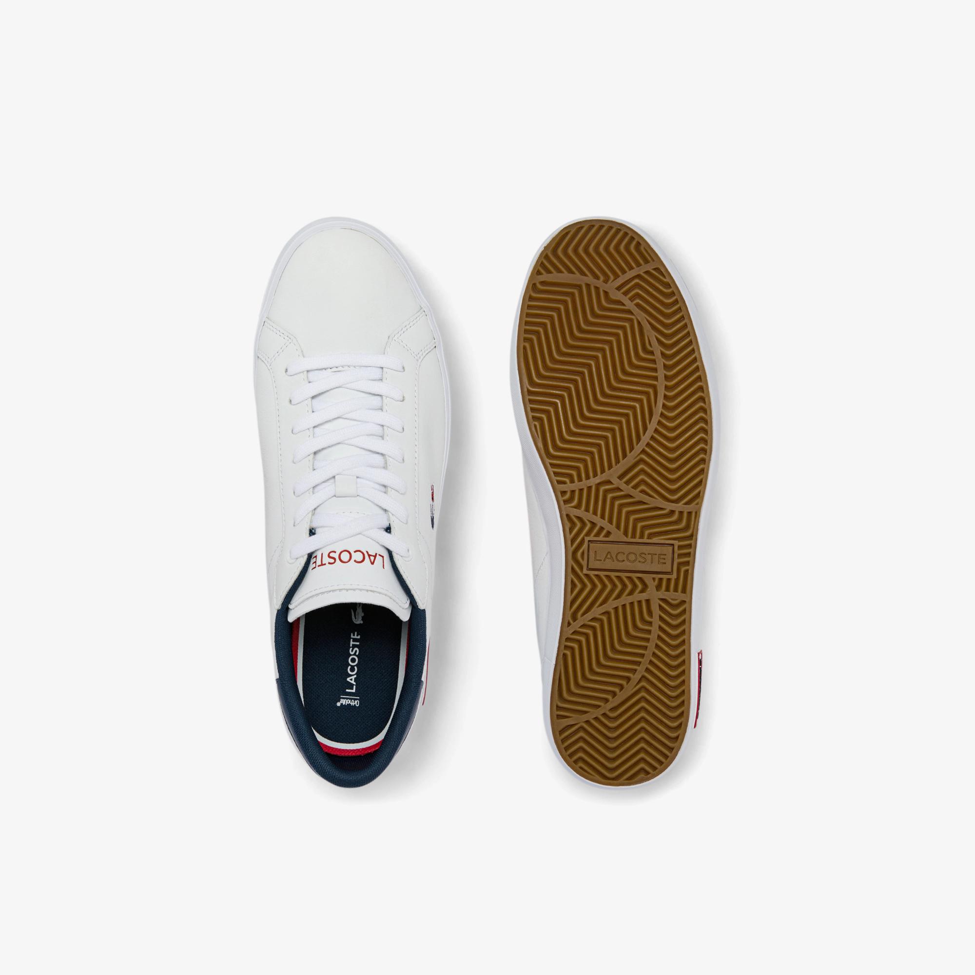 Giày Lacoste Powercourt Leather Multicolor Sneakers Nam Trắng Xanh