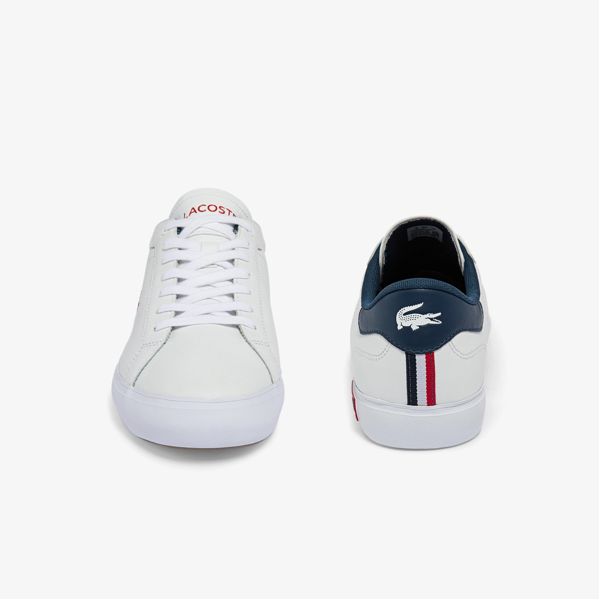 Giày Lacoste Powercourt Leather Multicolor Sneakers Nam Trắng Xanh