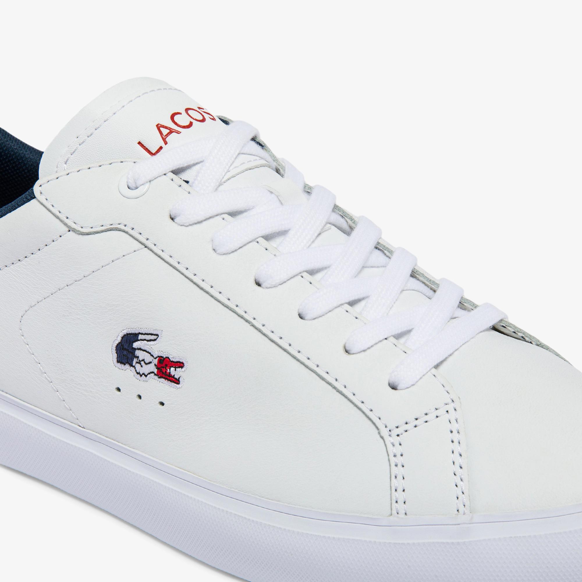 Giày Lacoste Powercourt Leather Multicolor Sneakers Nam Trắng Xanh