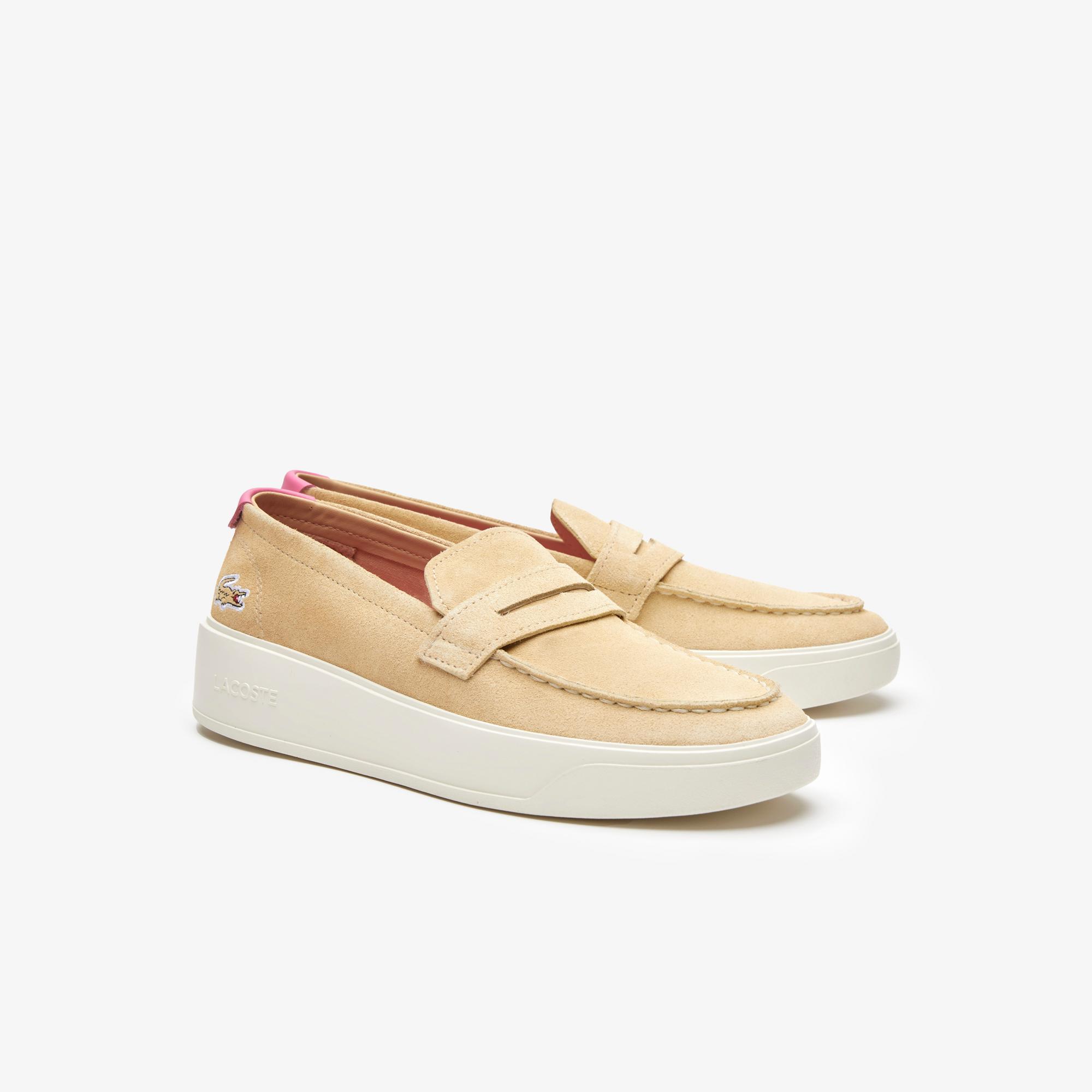 Giày Lacoste Leather Hybrid Loafers Nam Be