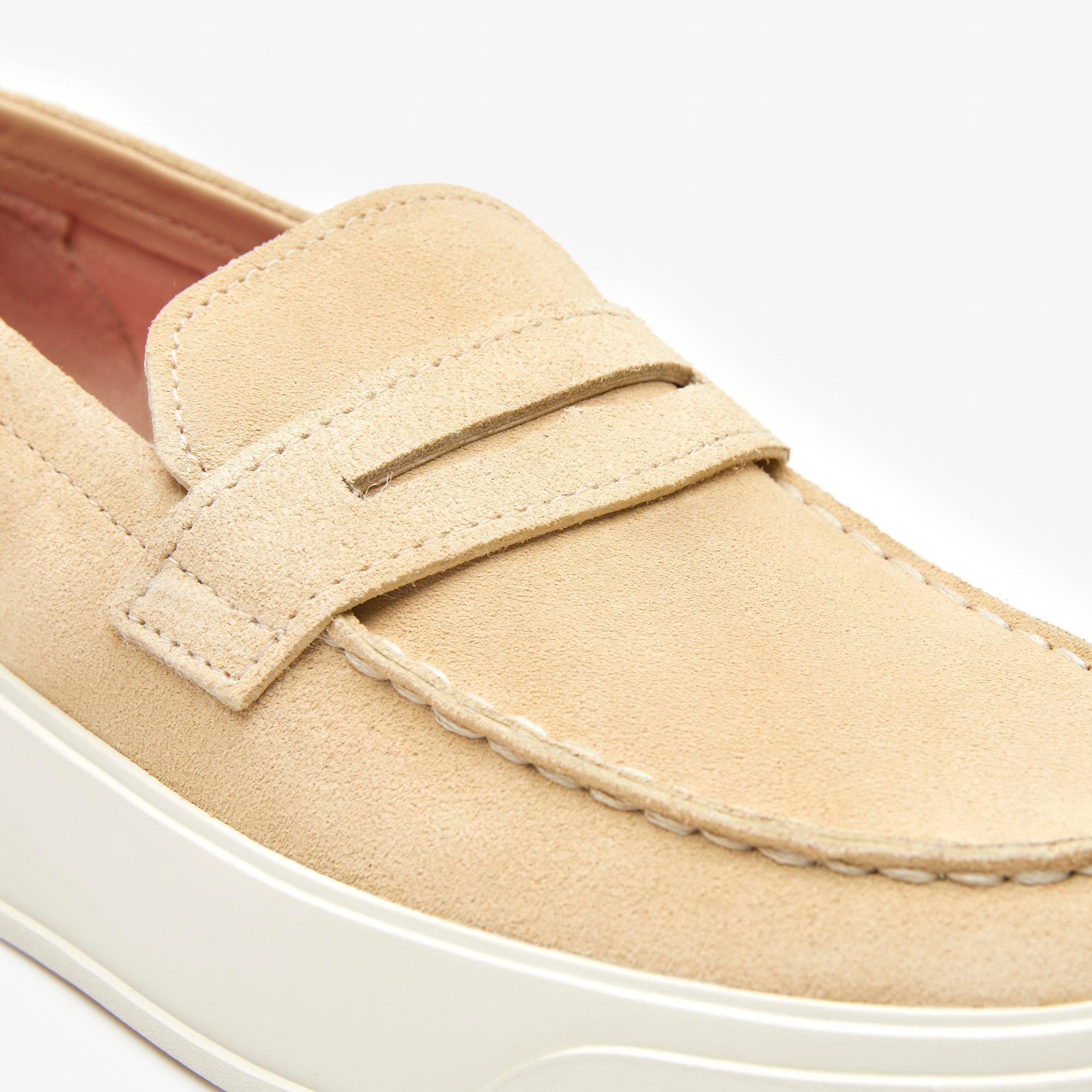 Giày Lacoste Leather Hybrid Loafers Nam Be