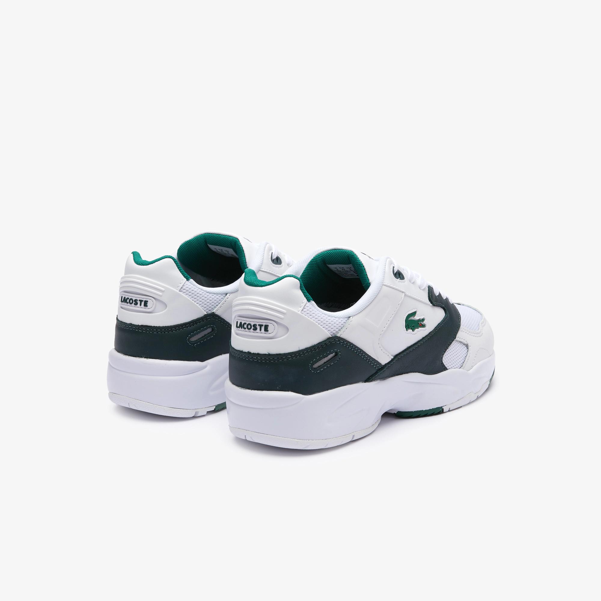 Giày Lacoste Storm 96 Lo Mesh And Leather Rubber Crocodile Sneakers Nam Trắng Xanh