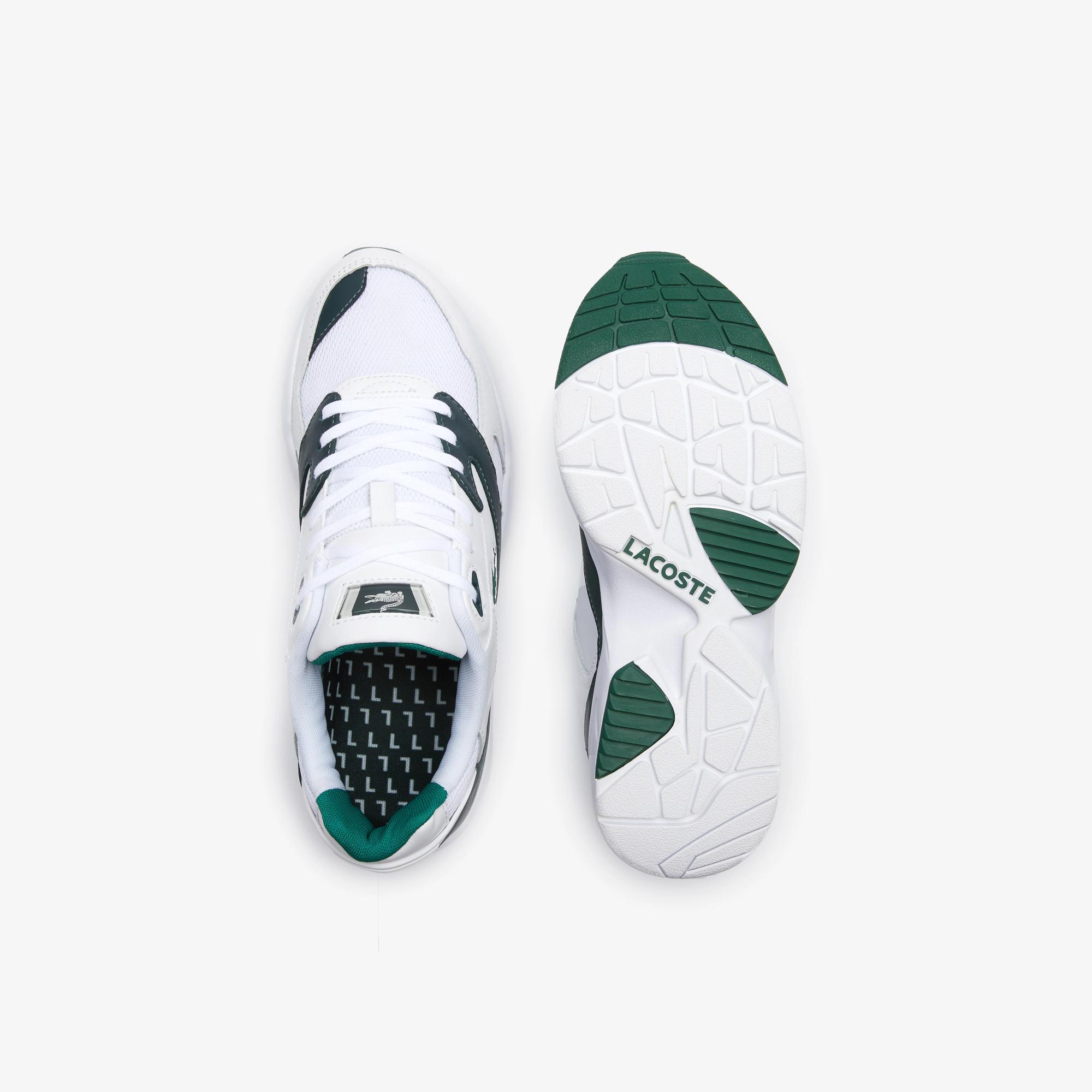 Giày Lacoste Storm 96 Lo Mesh And Leather Rubber Crocodile Sneakers Nam Trắng Xanh