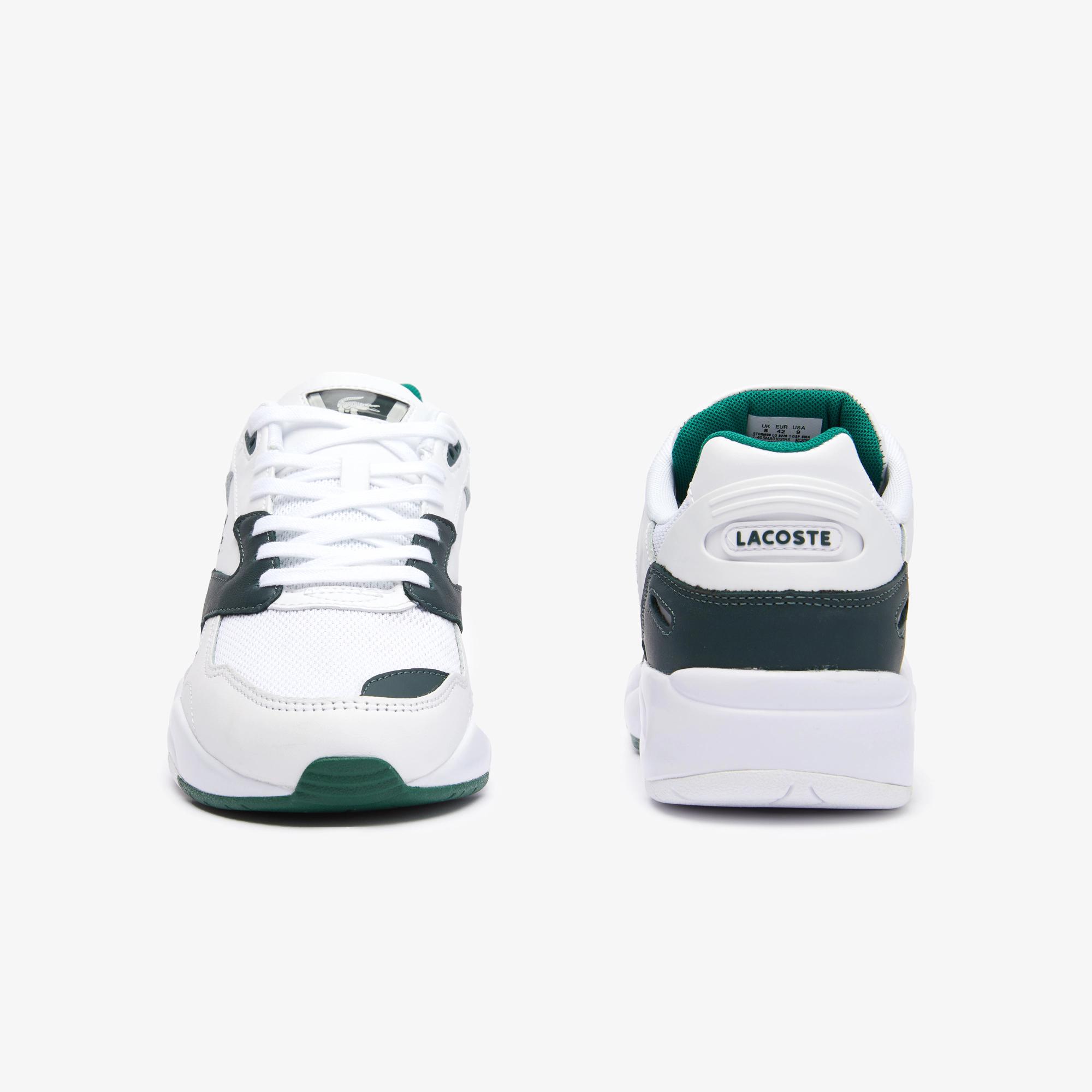 Giày Lacoste Storm 96 Lo Mesh And Leather Rubber Crocodile Sneakers Nam Trắng Xanh