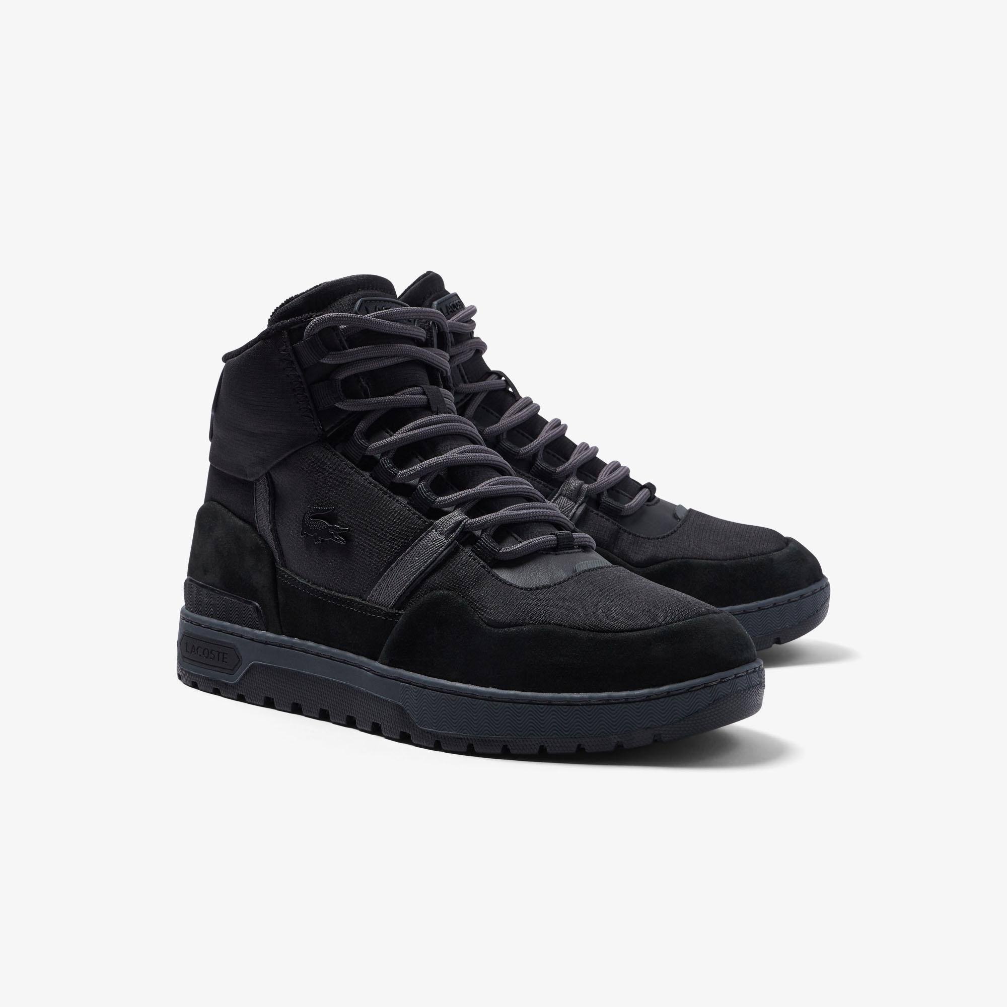 Giày Lacoste T-Clip Winter Leather High-Top Sneakers Nam Đen