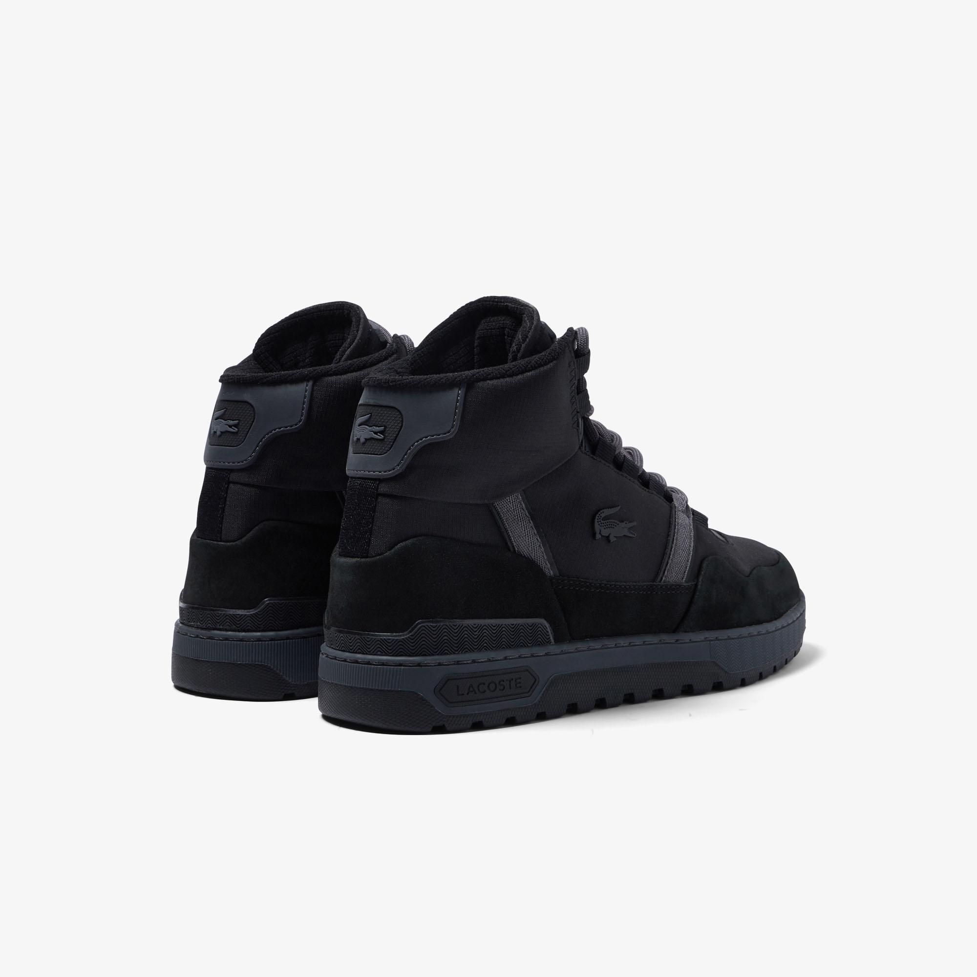 Giày Lacoste T-Clip Winter Leather High-Top Sneakers Nam Đen