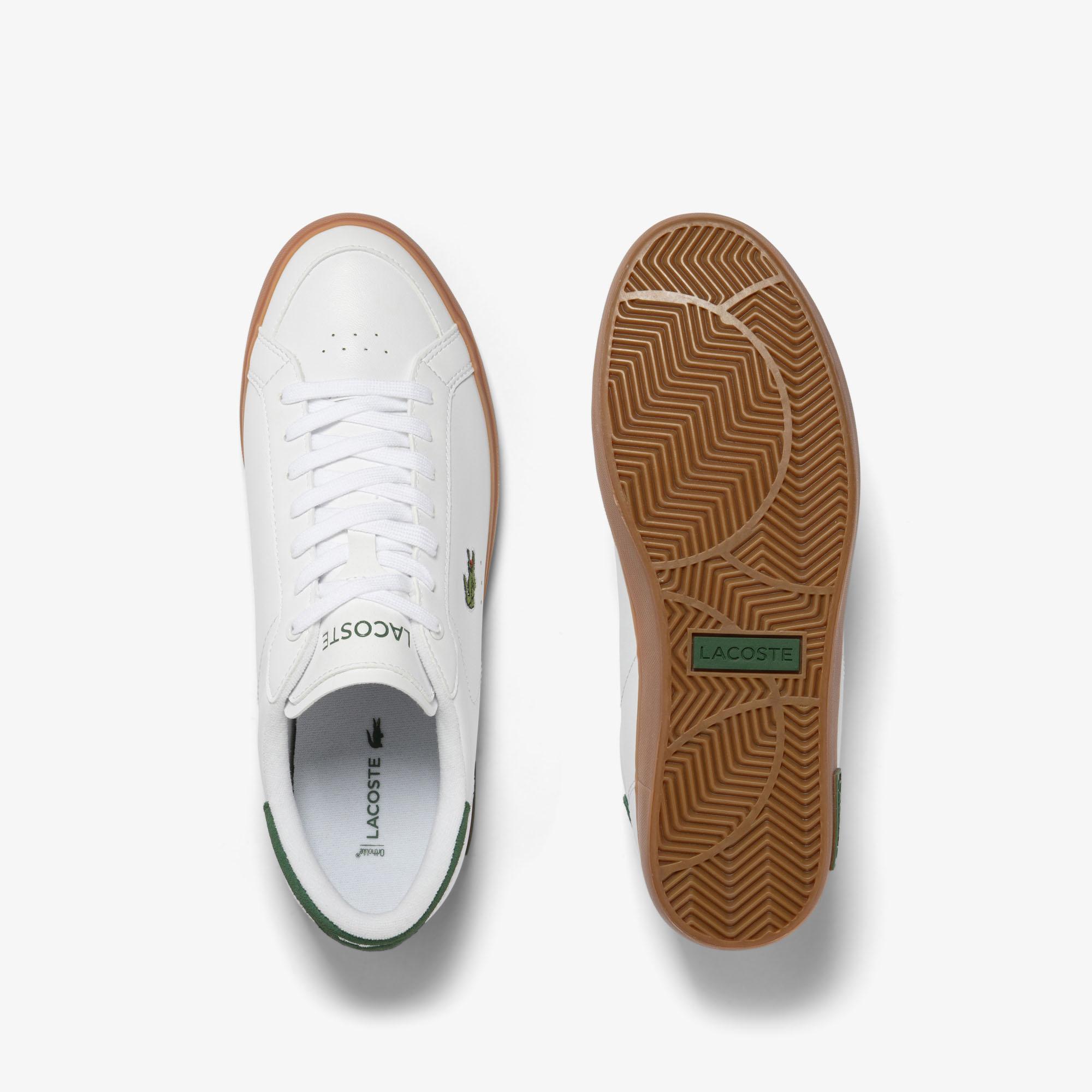 Giày Lacoste Powercourt Leather Heel-Pop Sneakers Nam Trắng Xanh