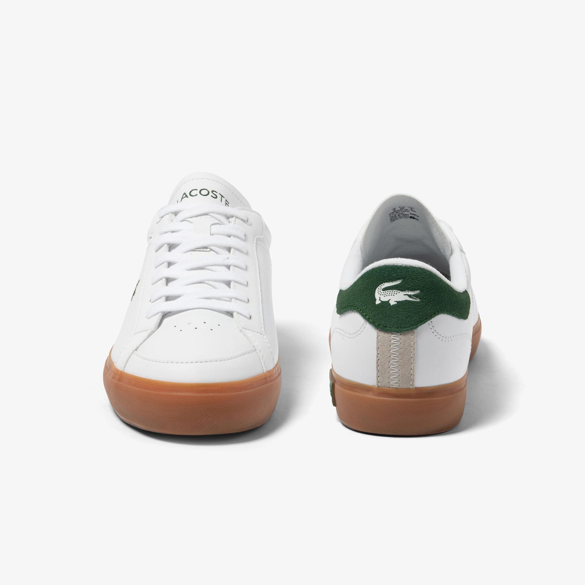 Giày Lacoste Powercourt Leather Heel-Pop Sneakers Nam Trắng Xanh