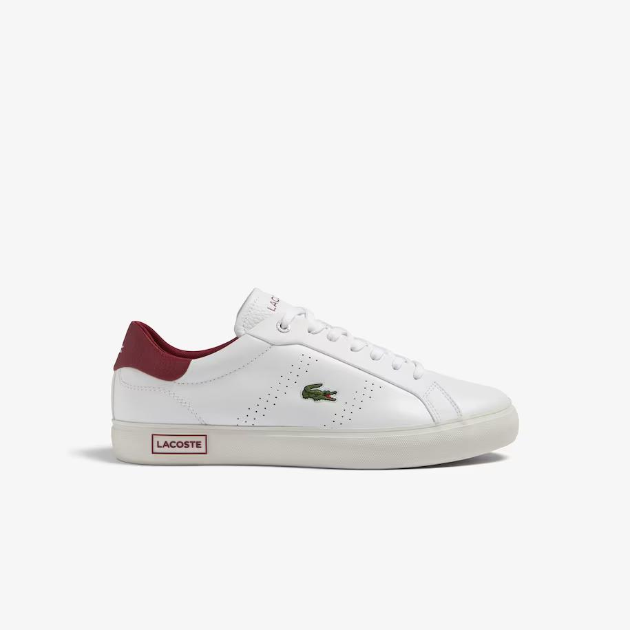 Giày Lacoste Powercourt 2.0 Leather Heel-Pop Sneakers Nam Trắng Đỏ