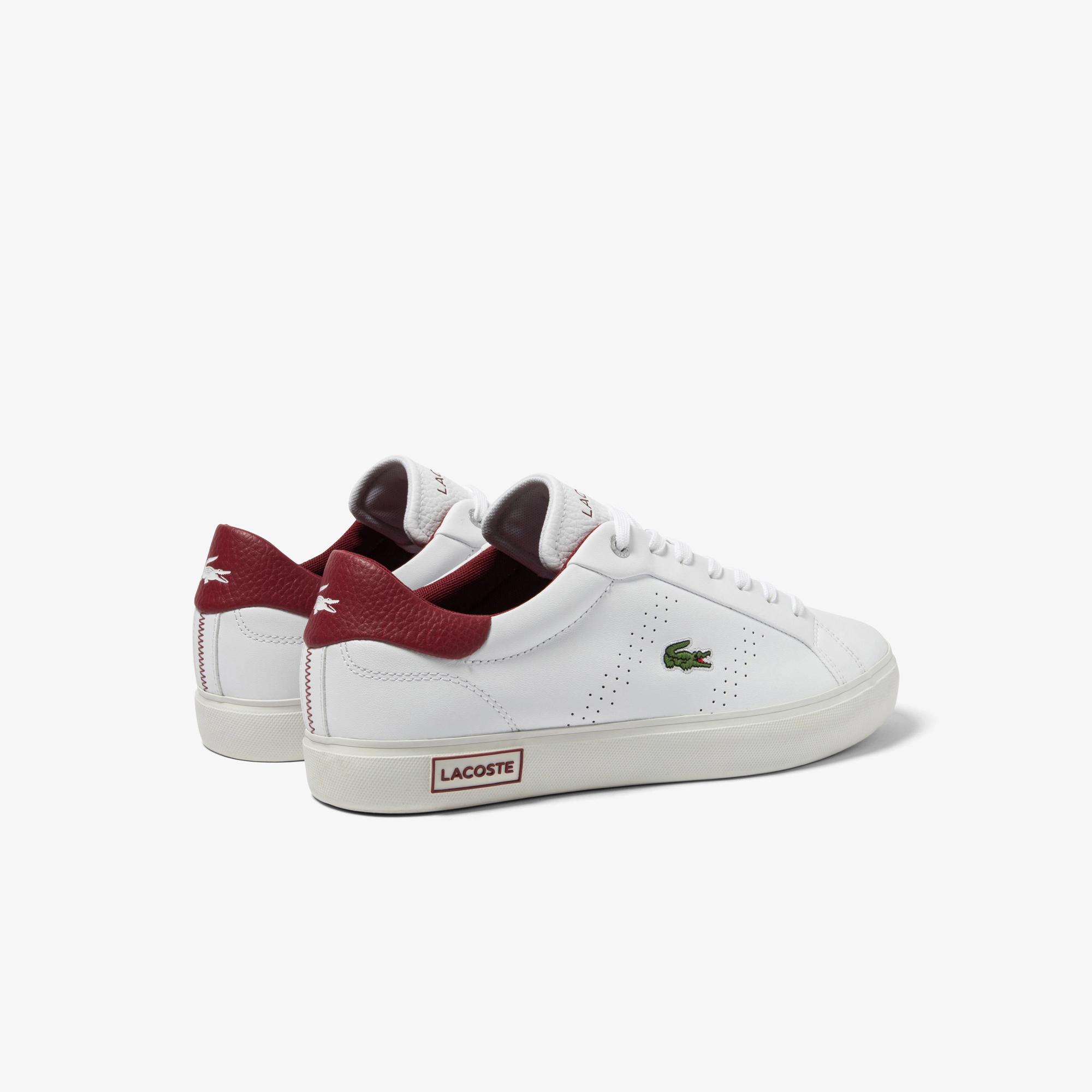 Giày Lacoste Powercourt 2.0 Leather Heel-Pop Sneakers Nam Trắng Đỏ