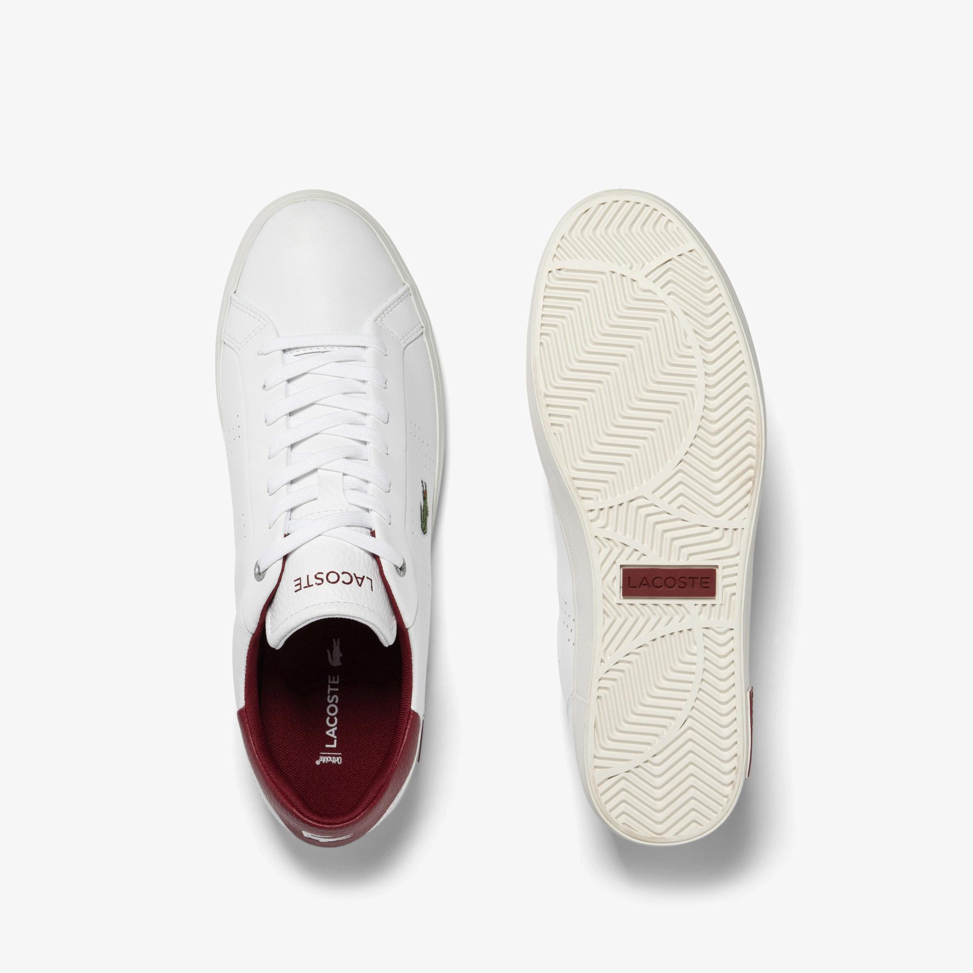 Giày Lacoste Powercourt 2.0 Leather Heel-Pop Sneakers Nam Trắng Đỏ