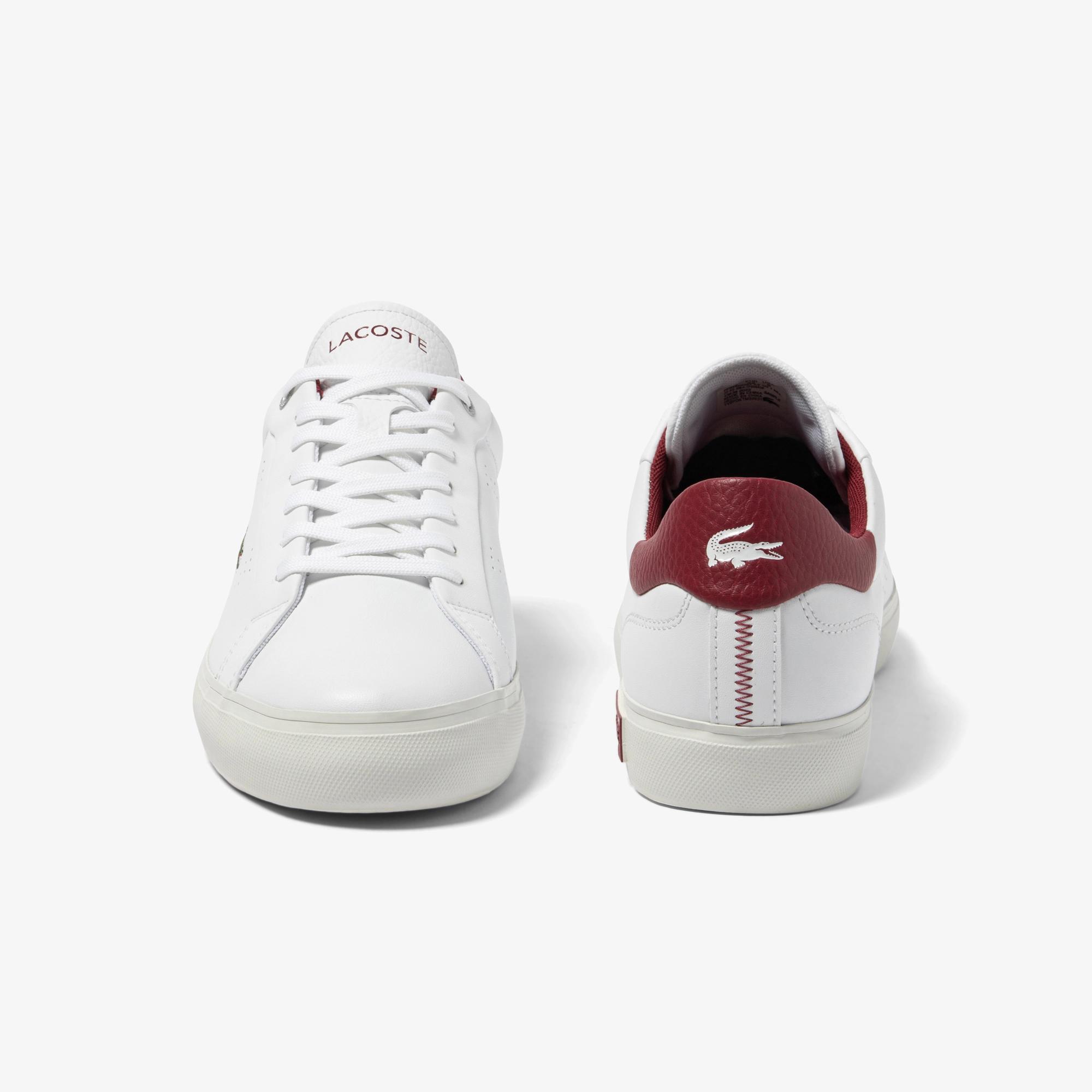 Giày Lacoste Powercourt 2.0 Leather Heel-Pop Sneakers Nam Trắng Đỏ